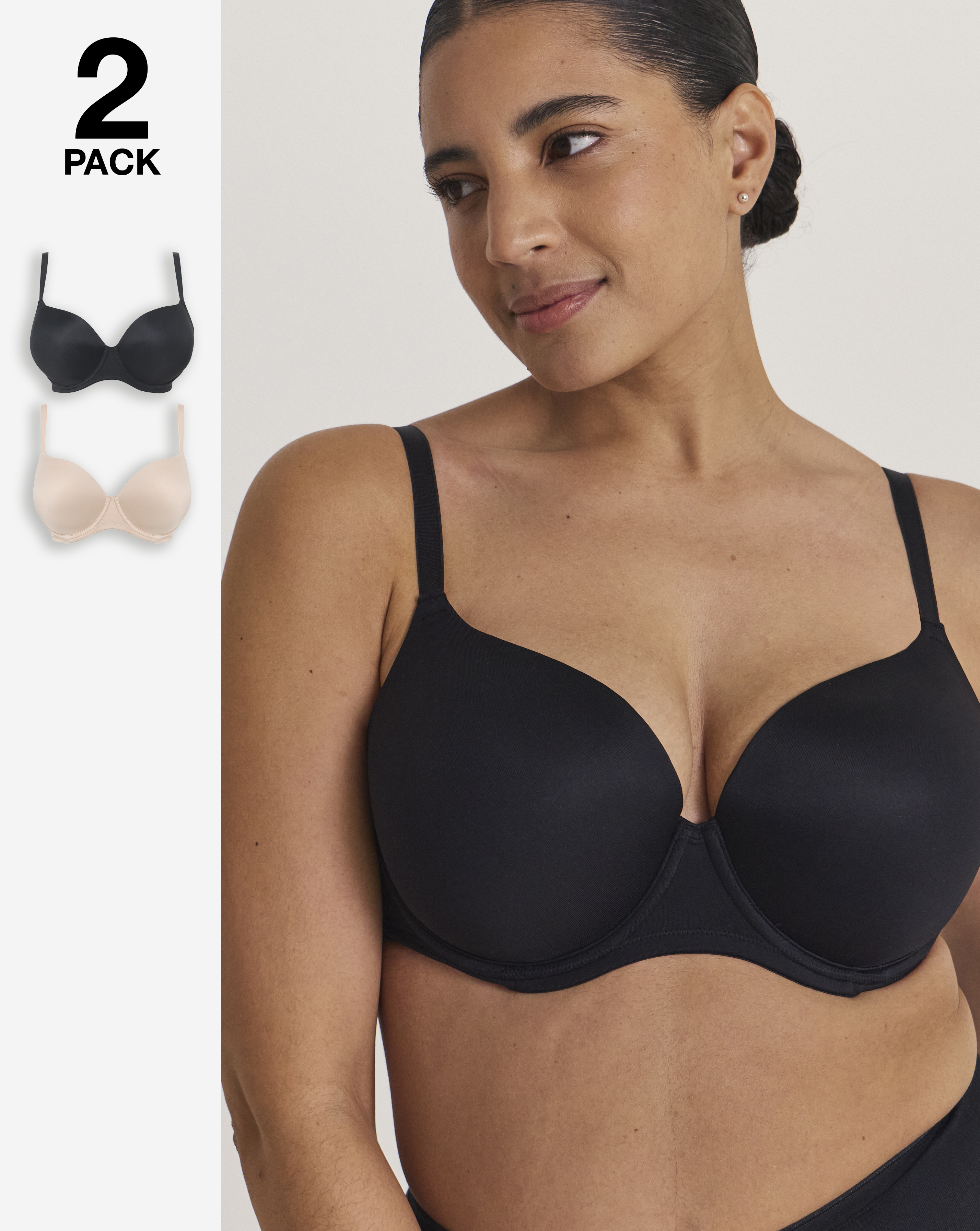 2 Pack Smoothing Microfibre T-Shirt Bras
