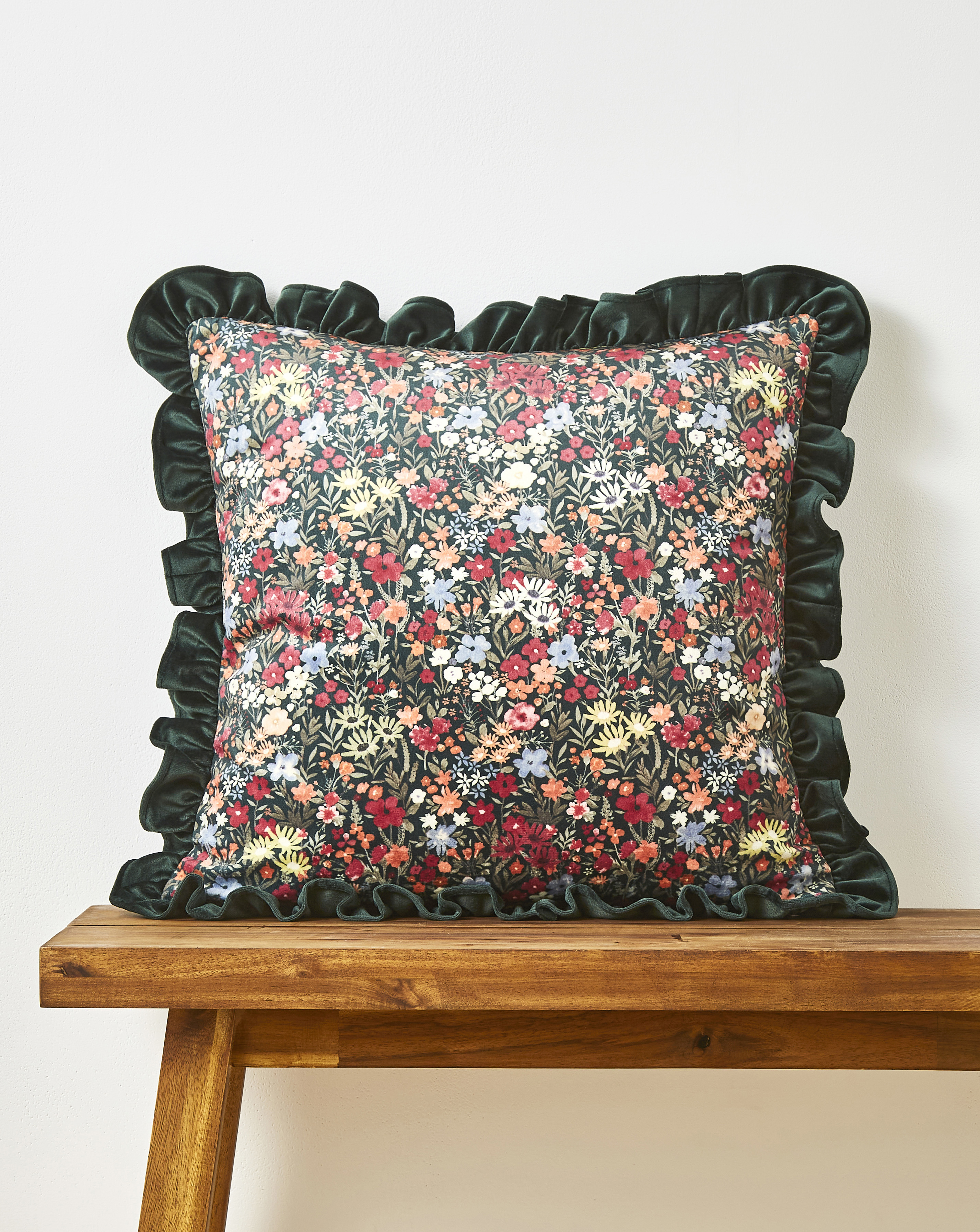Ditsy Floral Cushion & Ruffled Edges