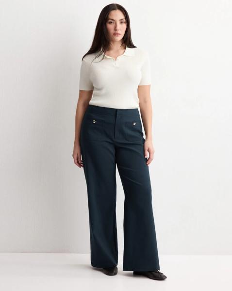 Mango Wide Leg Trouser Button Detail