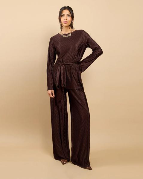 LM Brown Plisse Top