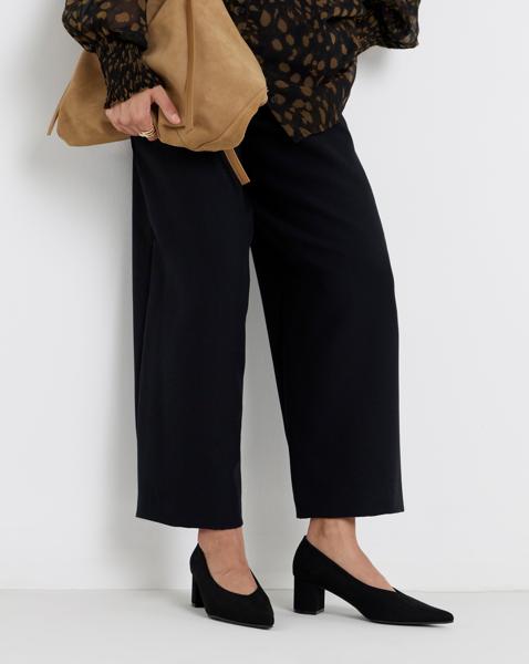 V Cut Heeled Court Shoes Wide