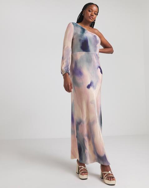 Plisse One Shoulder Maxi Dress