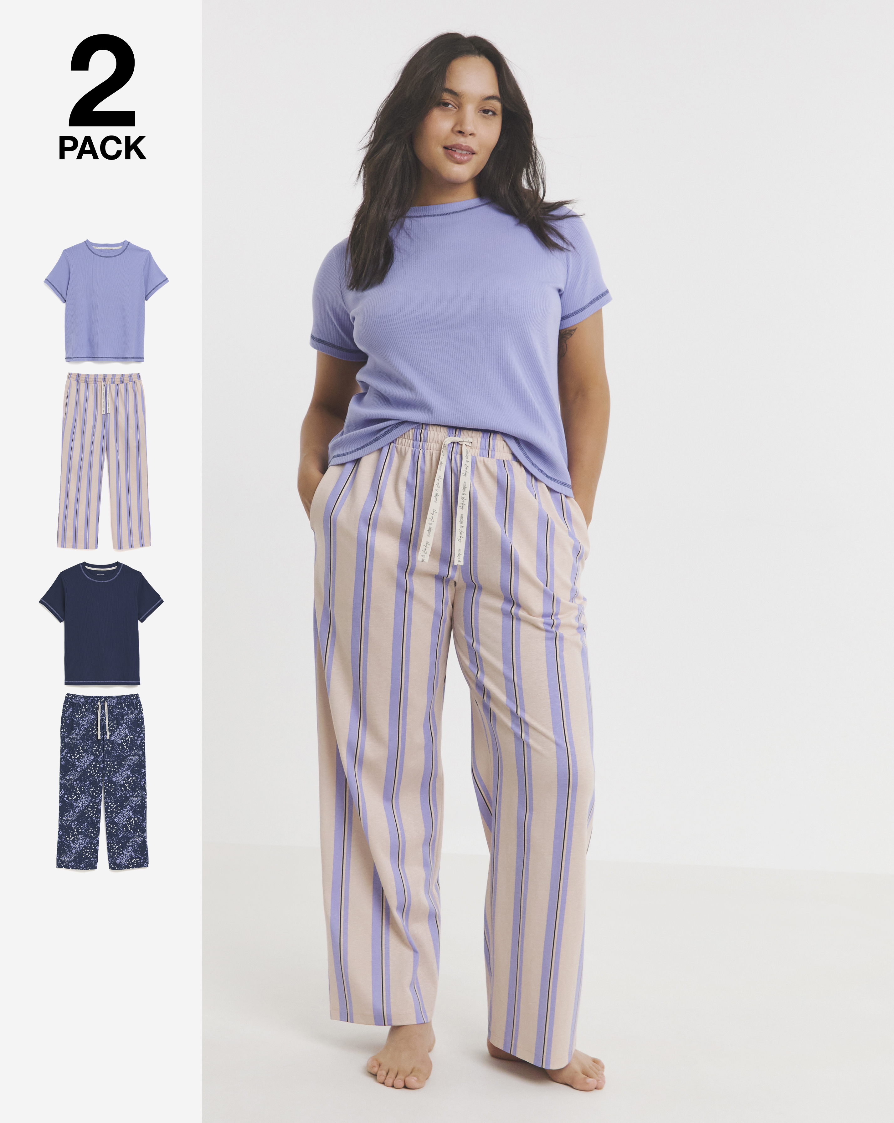 2 Pack Ribbed T-Shirt Set