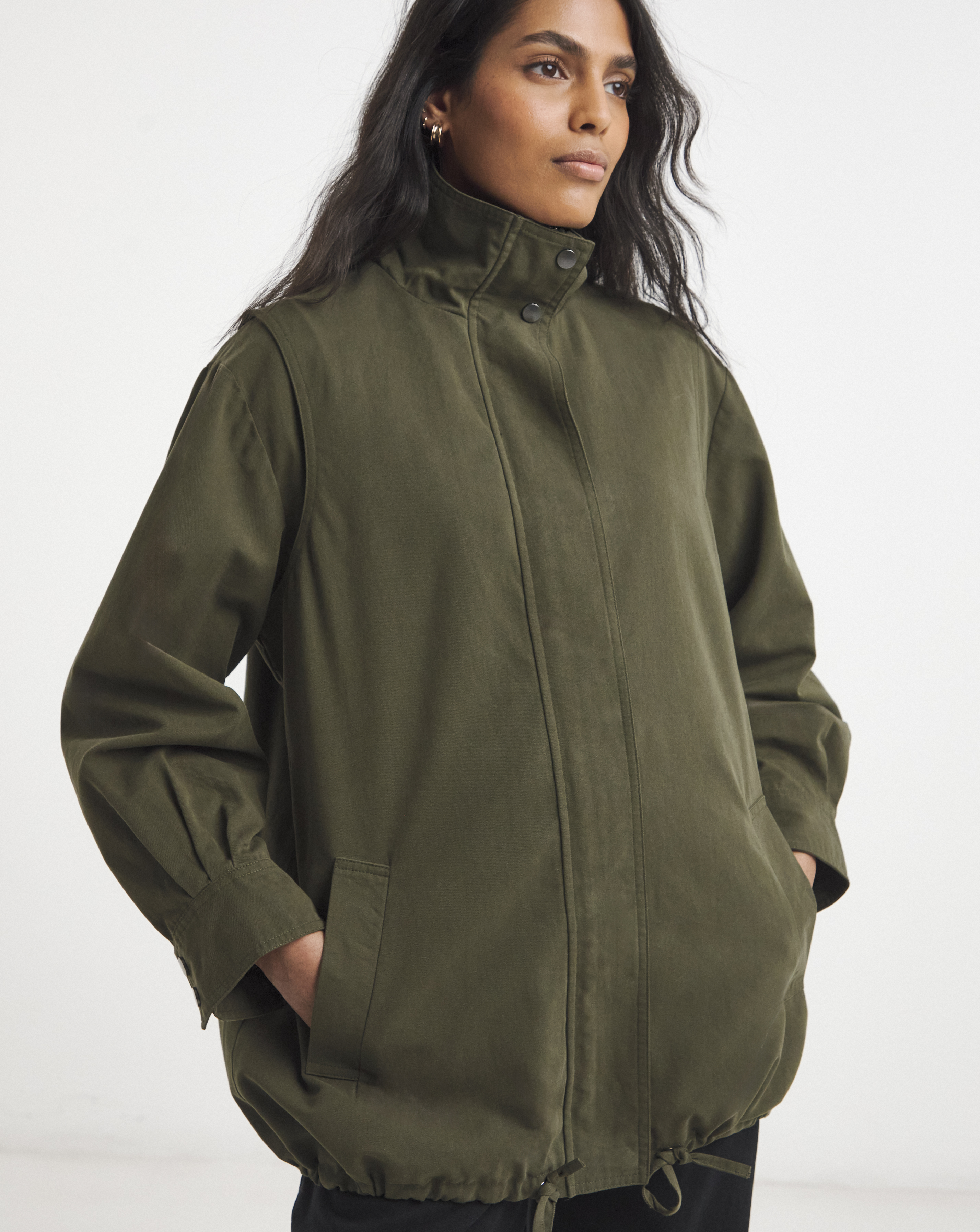 Simply Be Khaki Funnel Neck Jacket