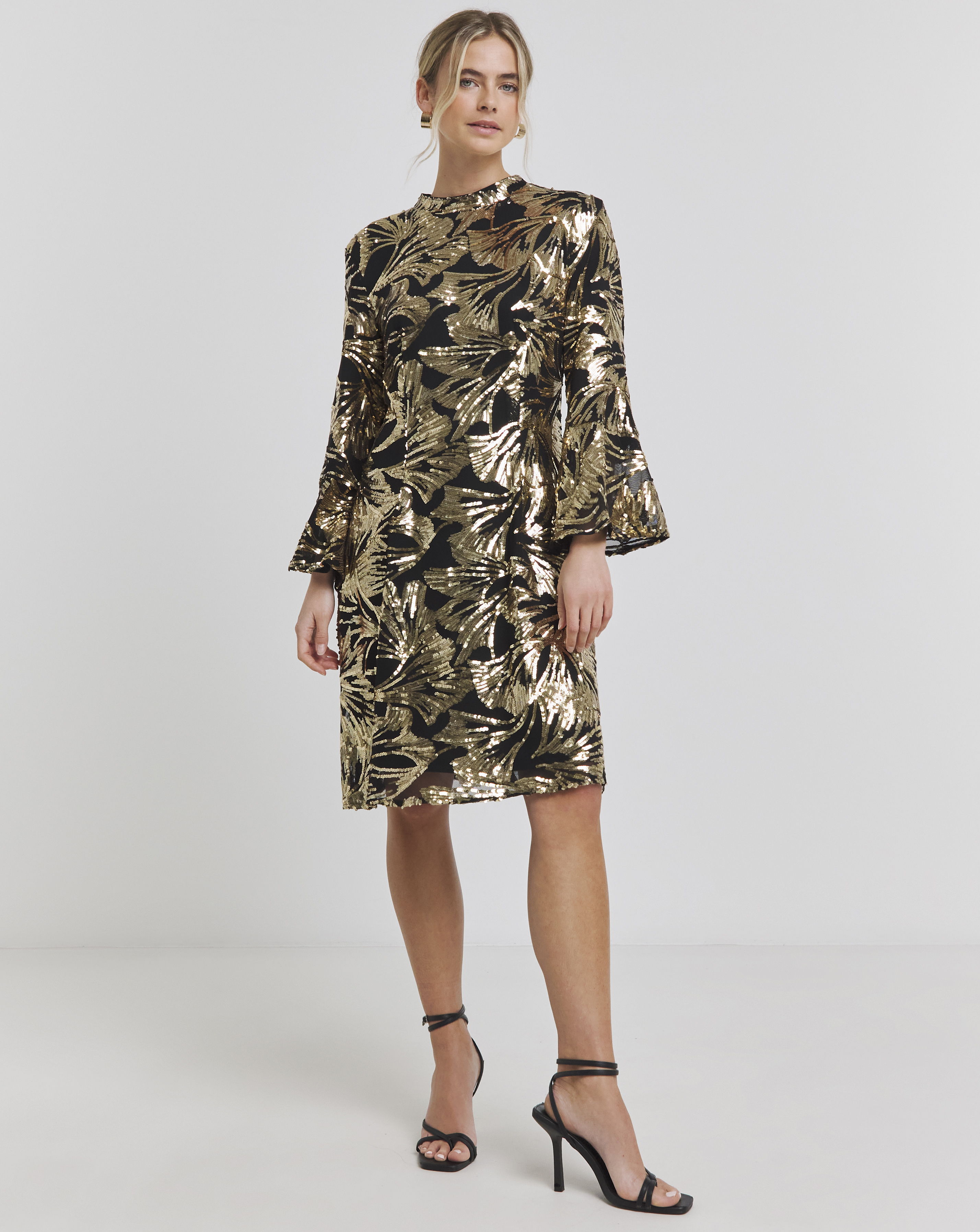 Joanna Hope Gold Sequin Shift Dress
