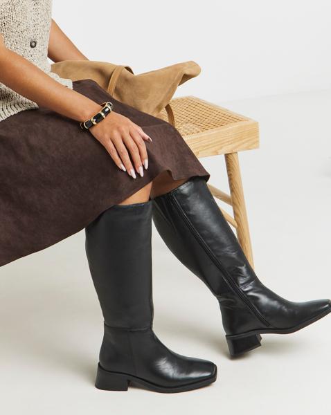 Low Block Heel Knee High Boot Ex Wide SC