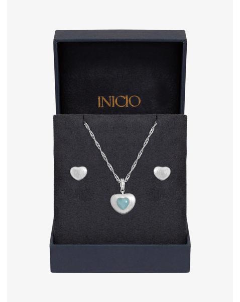 Silver Satin Heart Set - Gift Box