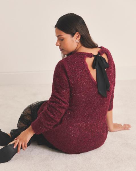 Simply Be Tinsel Knit Bow Back Jumper