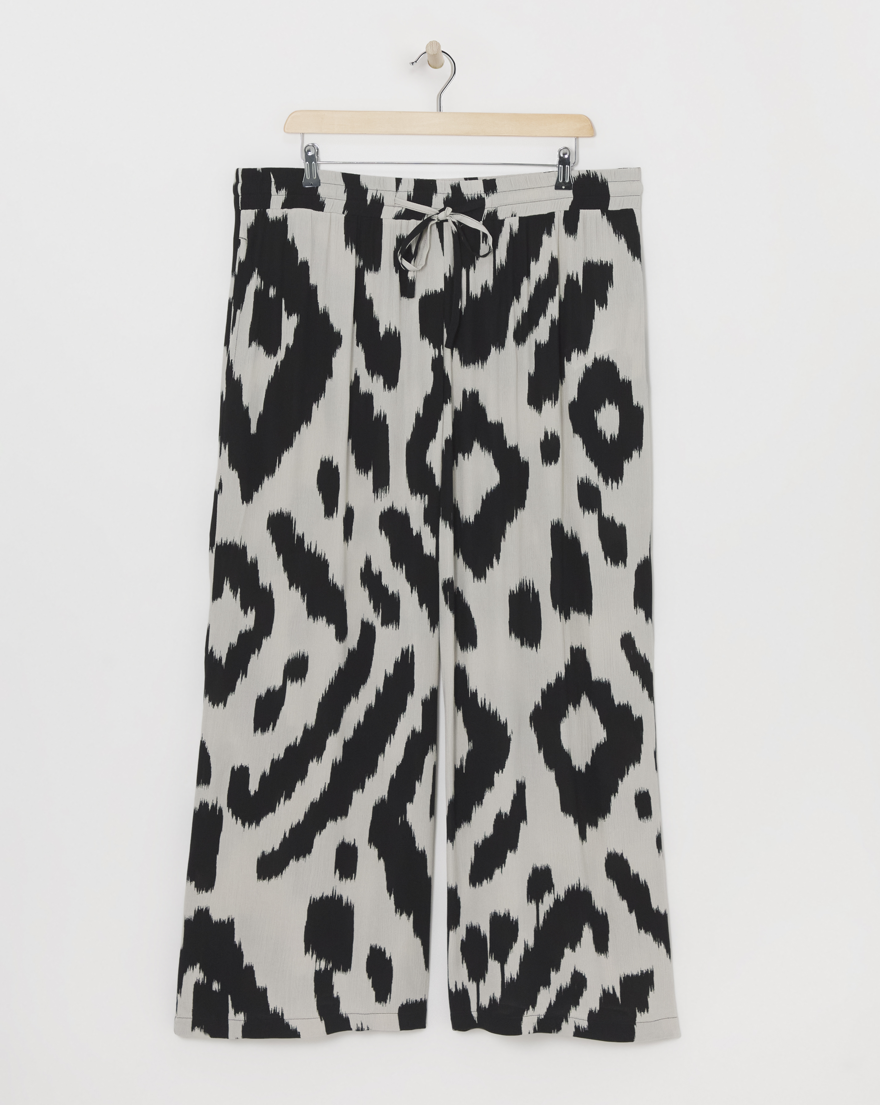 Crinkle Shirred Waist Wide Leg Trousers