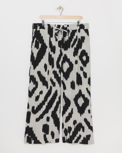 Crinkle Shirred Waist Wide Leg Trousers