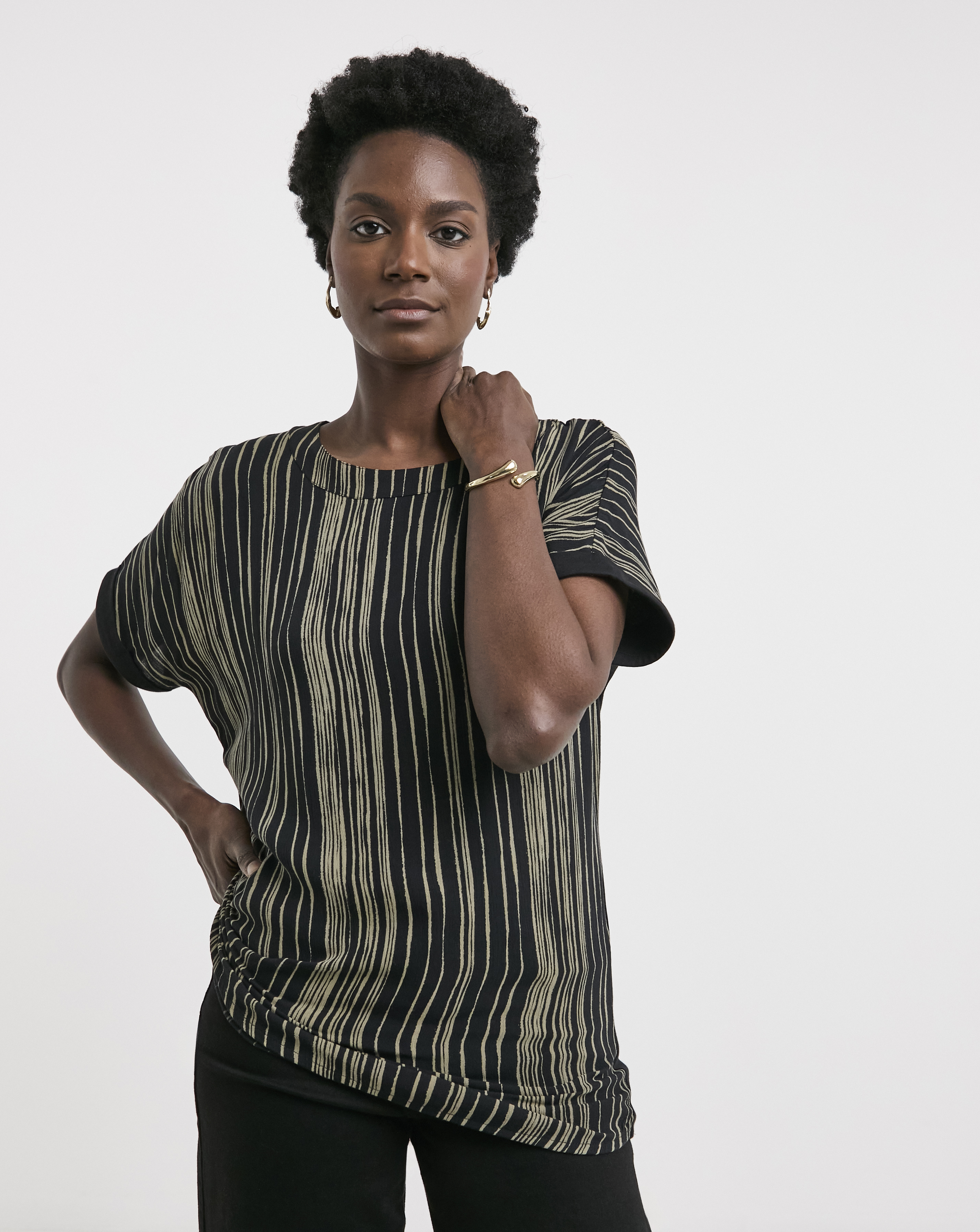Woven Front Longline Top