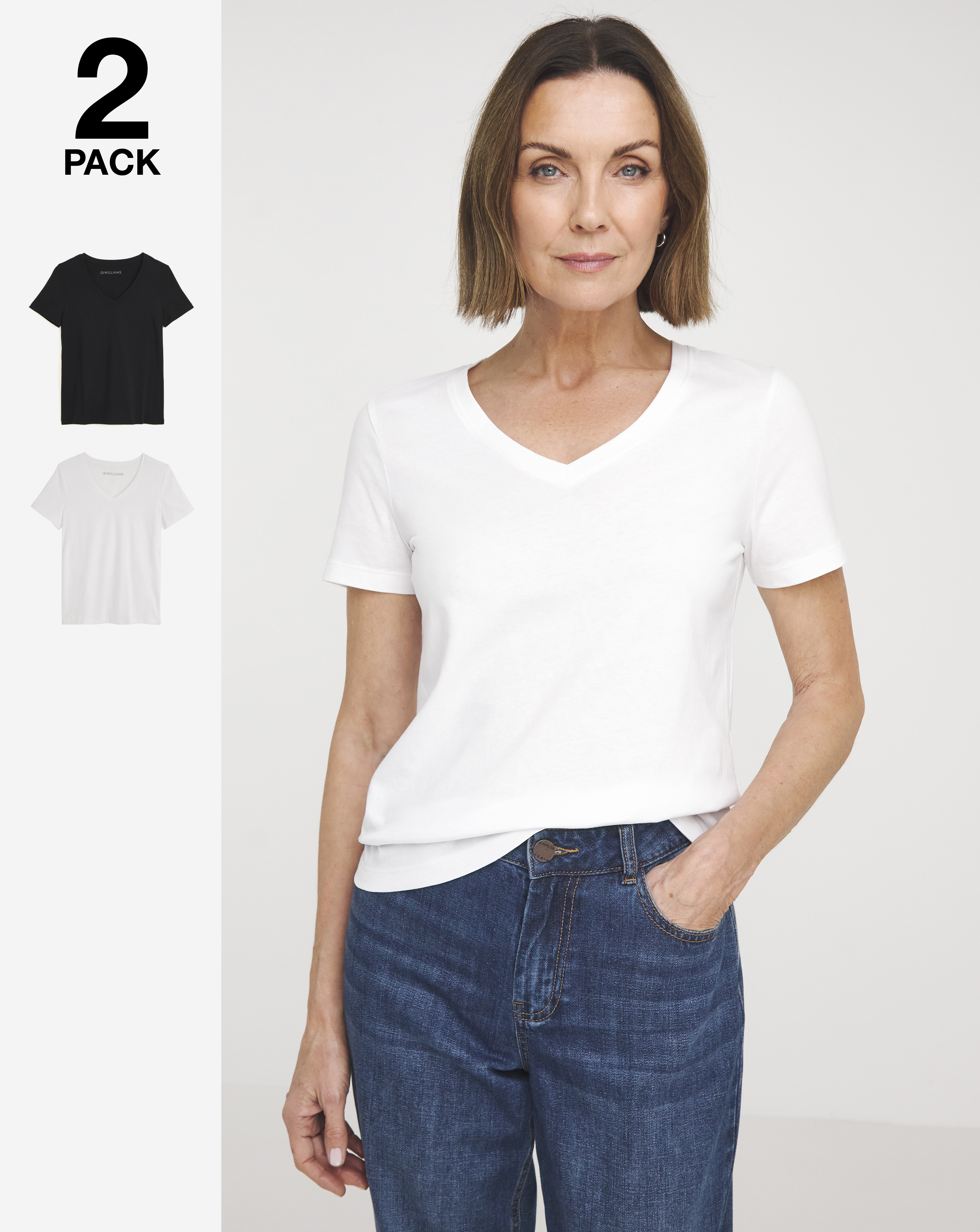2 Pack V Neck Short Sleeve T-Shirt