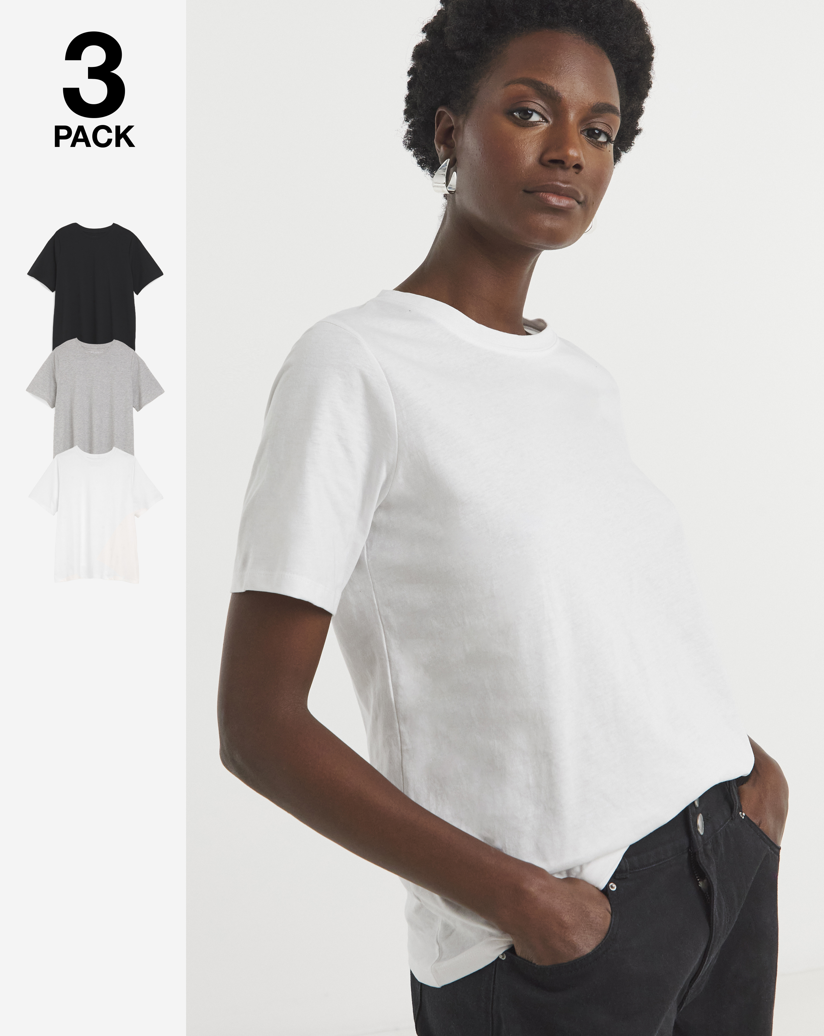 3 Pack Crew Neck Short Sleeve T-Shirt