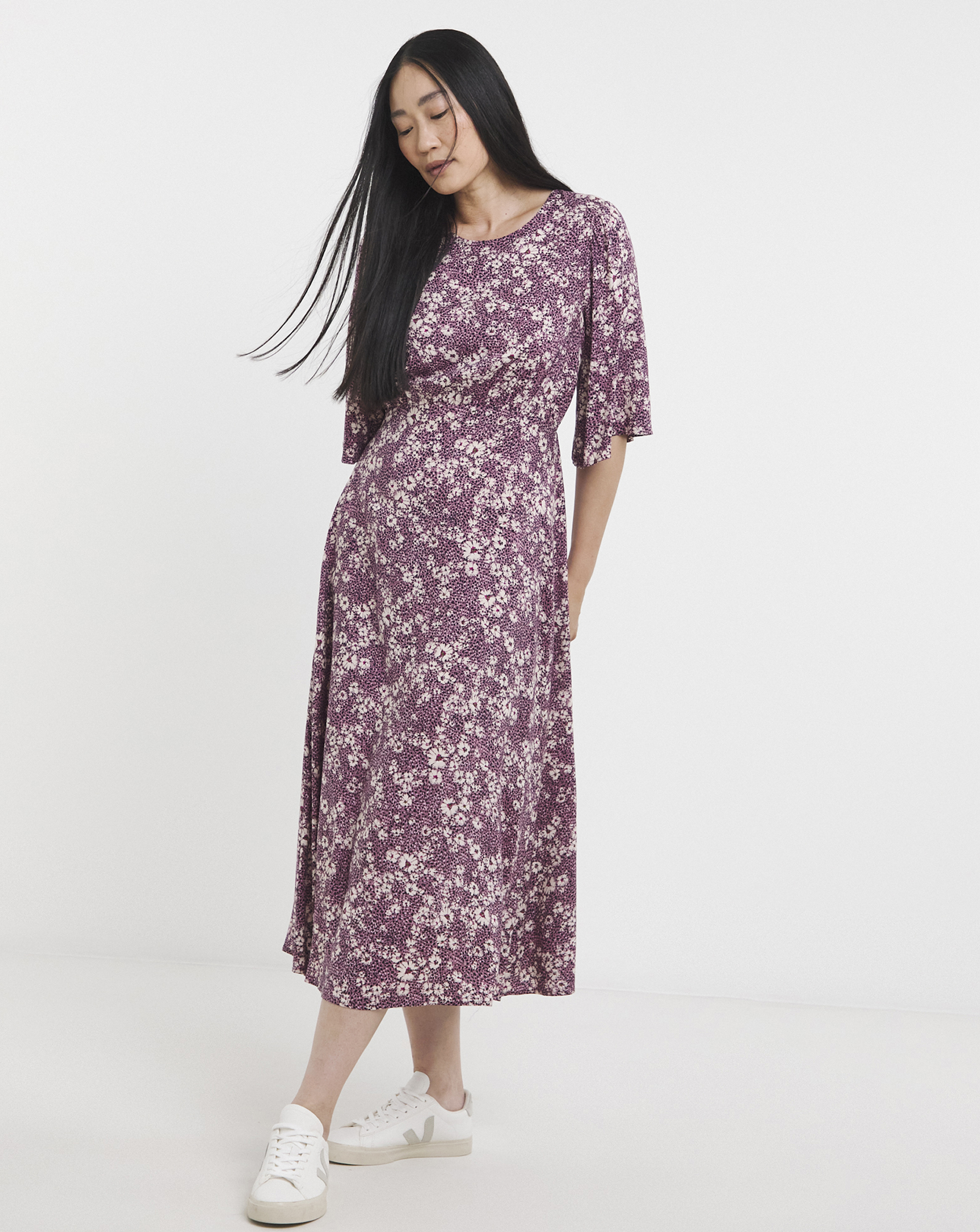 Half Angel Sleeve Tea Dress