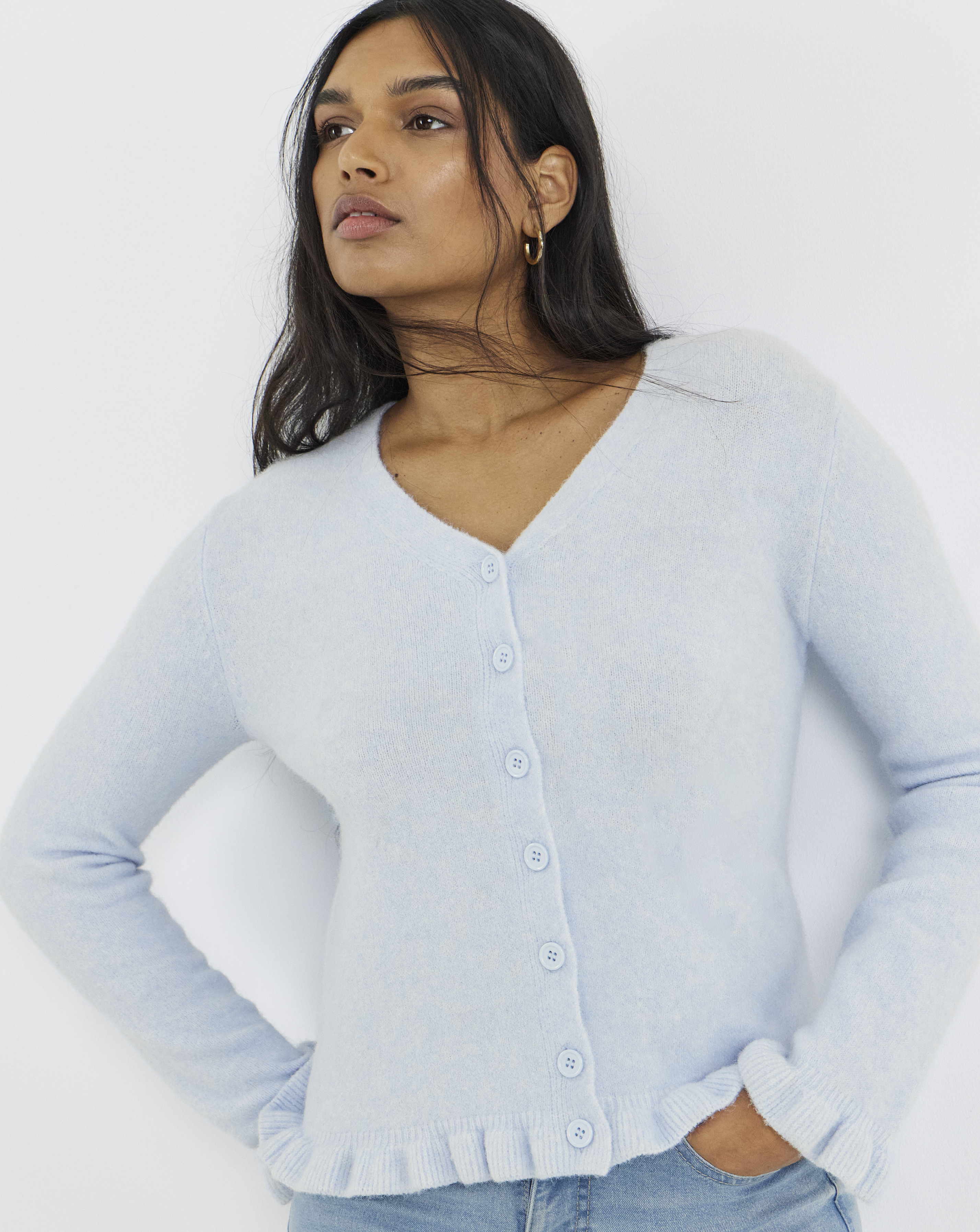 Frill V-Neck Cardigan