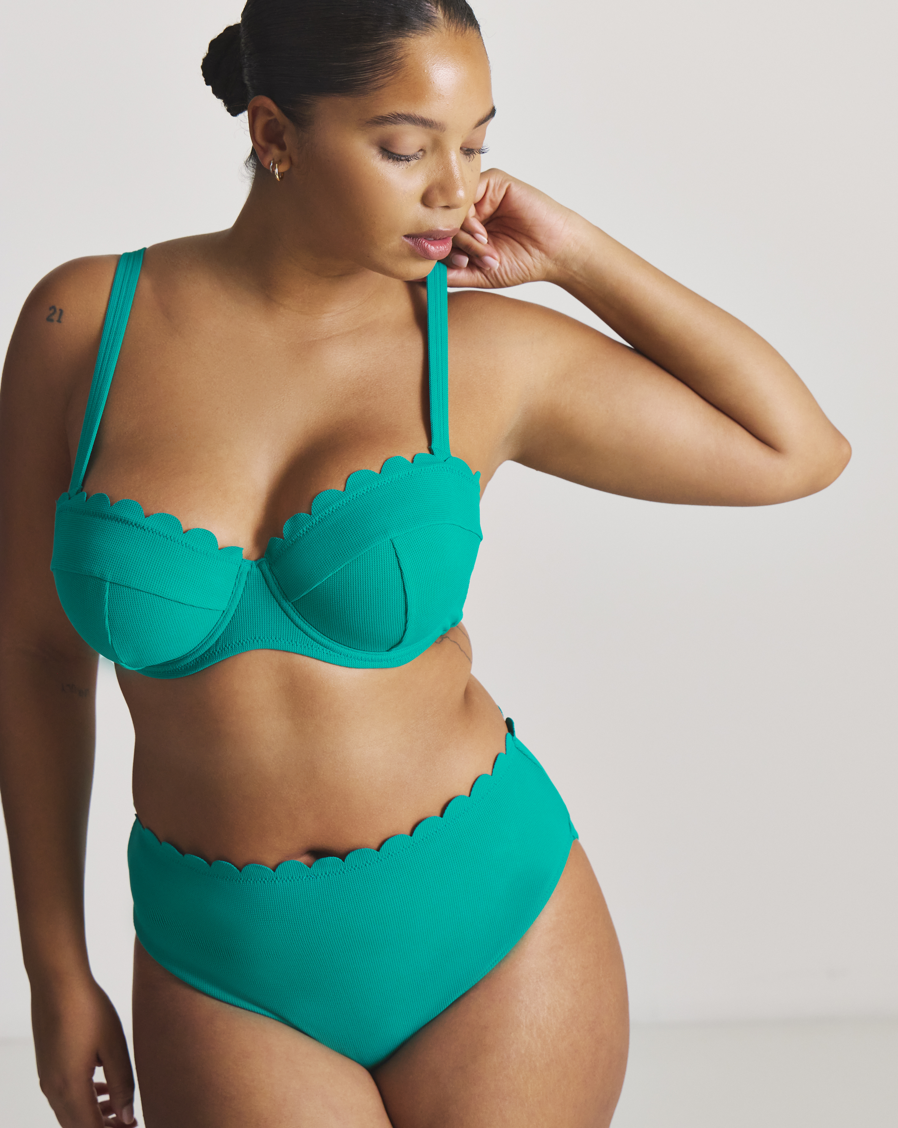 Scallop Edge High Waist Bikini Bottoms