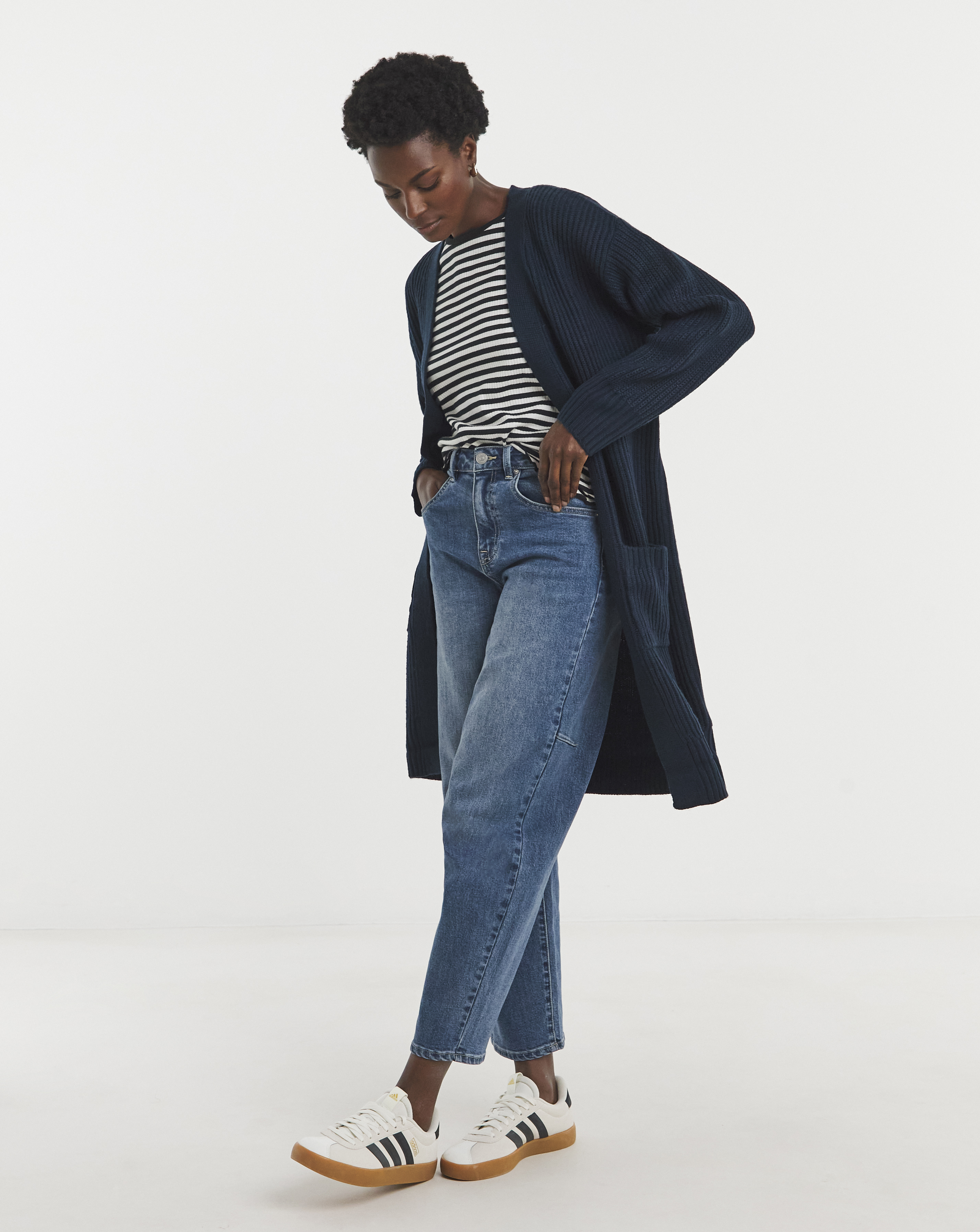 Navy Fisherman Rib Cardigan | JD Williams