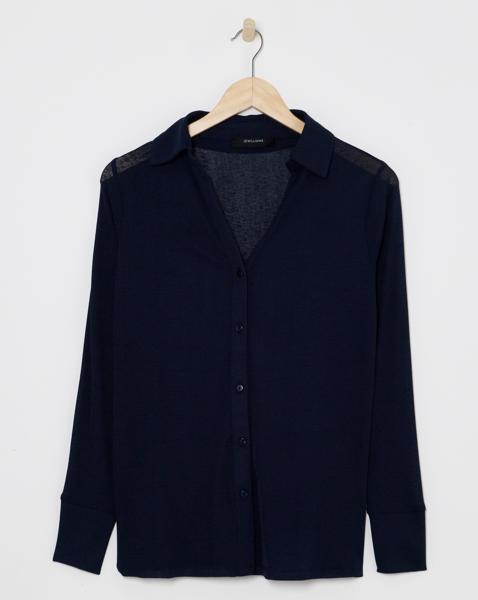 Sheer Button Through Jersey Shirt