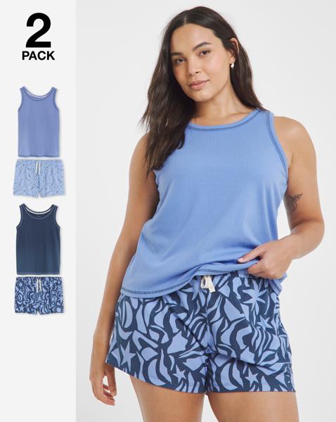 Simply Be 2 Pack Vest Ribbed PJ Sets