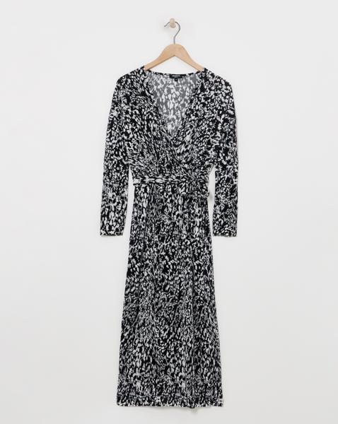 Plisse Wrap Front Midi Dress