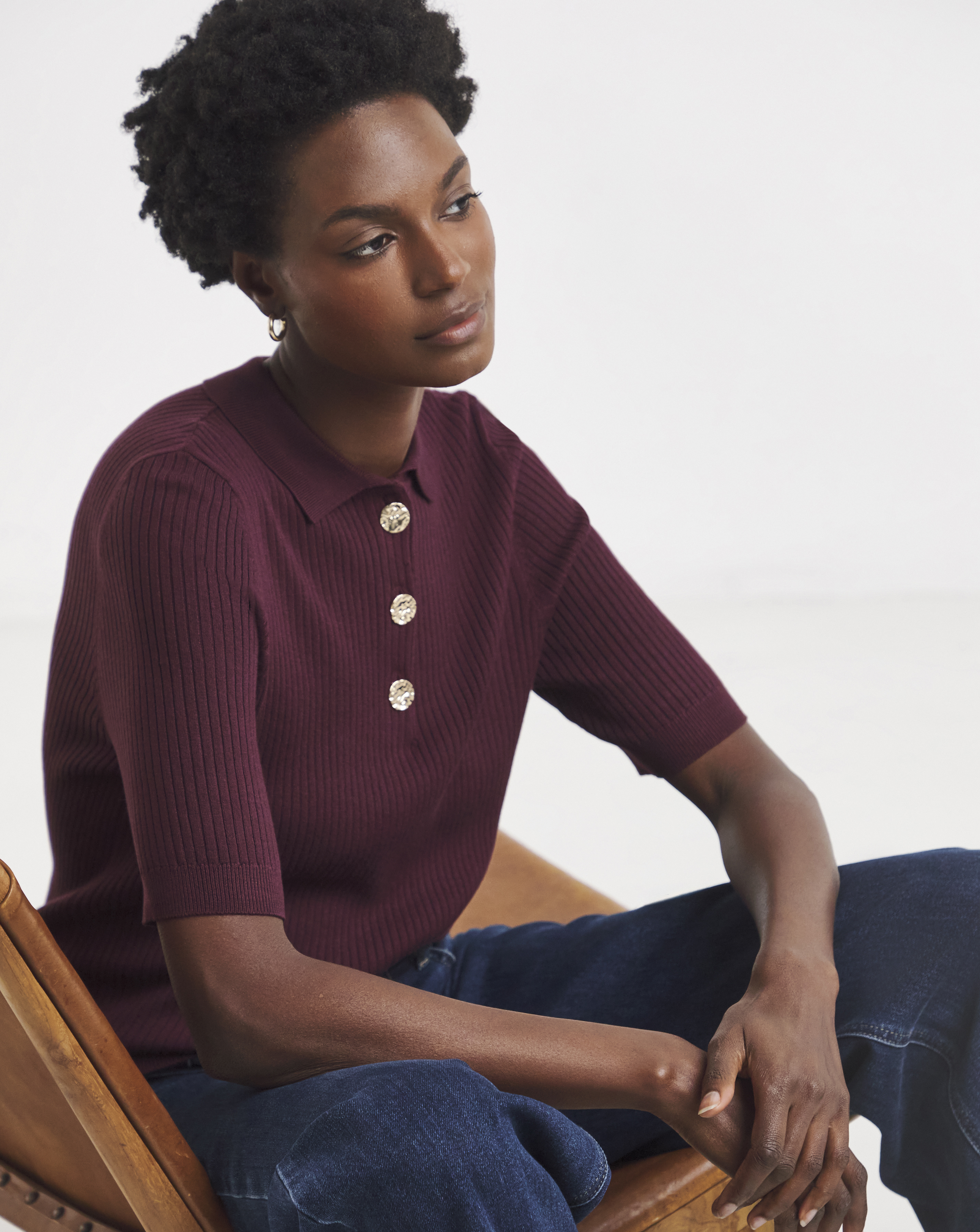 Eversoft Ribbed Henley Collar Jumper