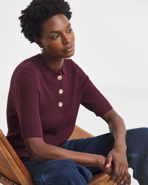 Eversoft Ribbed Henley Collar Jumper
