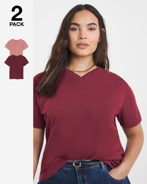 2 Pack High V Neck Slim Fit T-Shirt