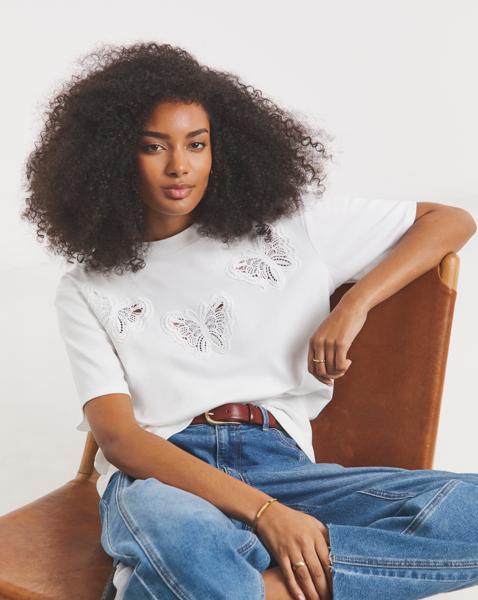 Simply Be Crochet Butterfly T-Shirt - Image