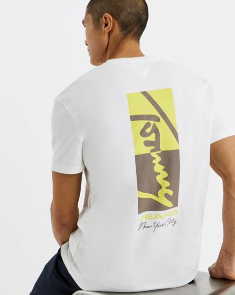 Tommy Jeans Short Sleeve Regular Signature Block T-Shirt - Ecru