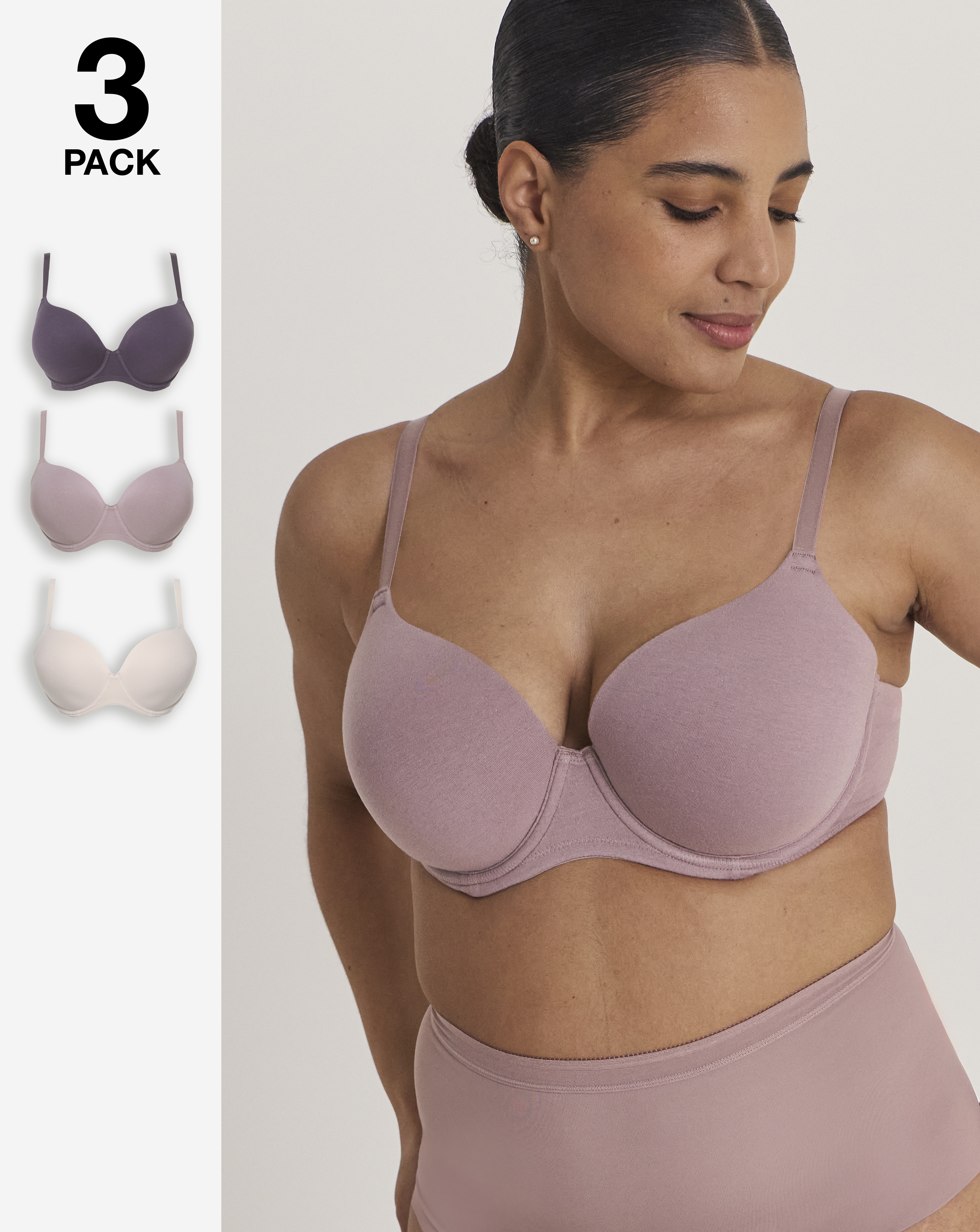 3 Pack Cotton T-Shirt Bras