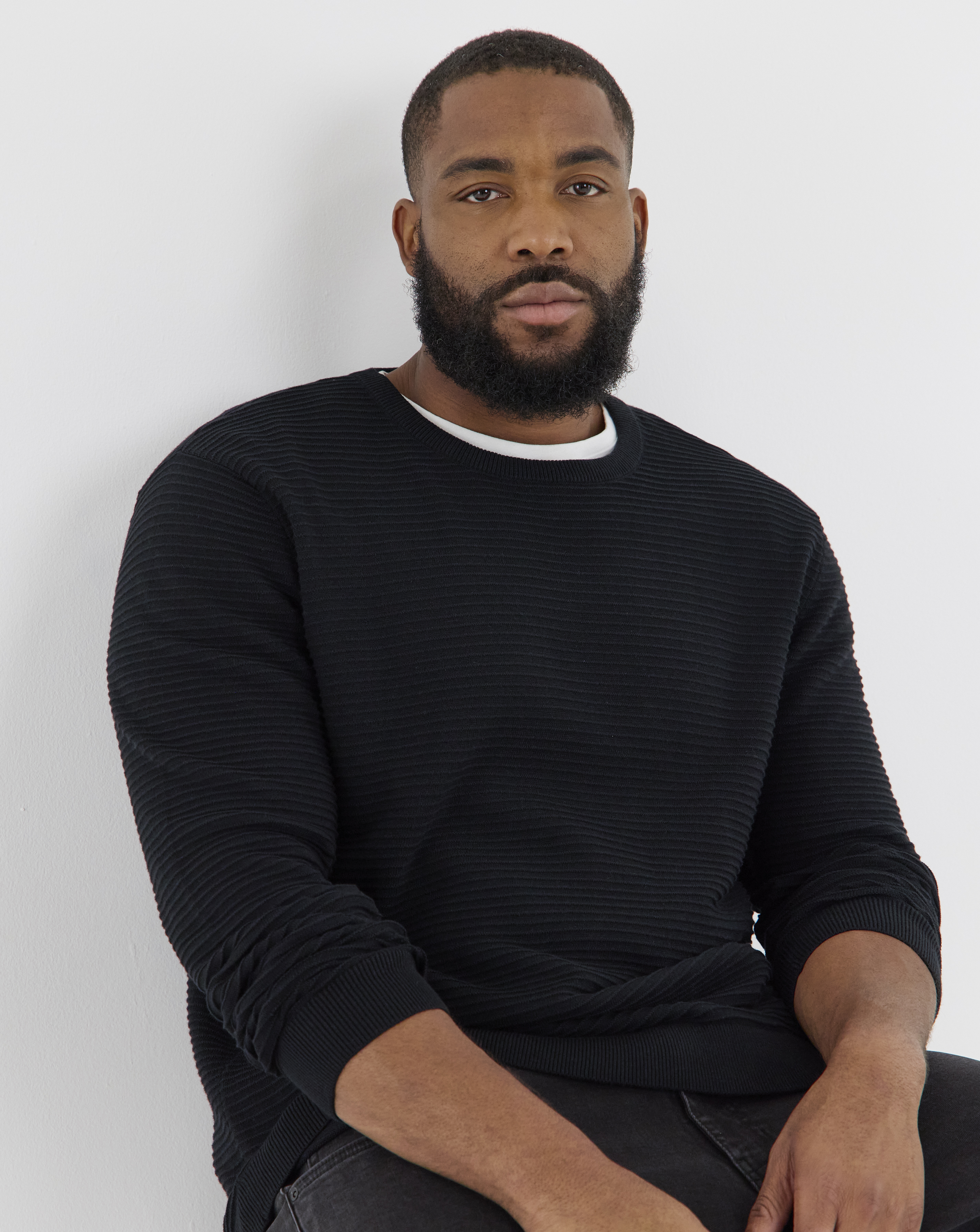 Jack & Jones Black Otto Knit Crew Neck - 4XL(59)