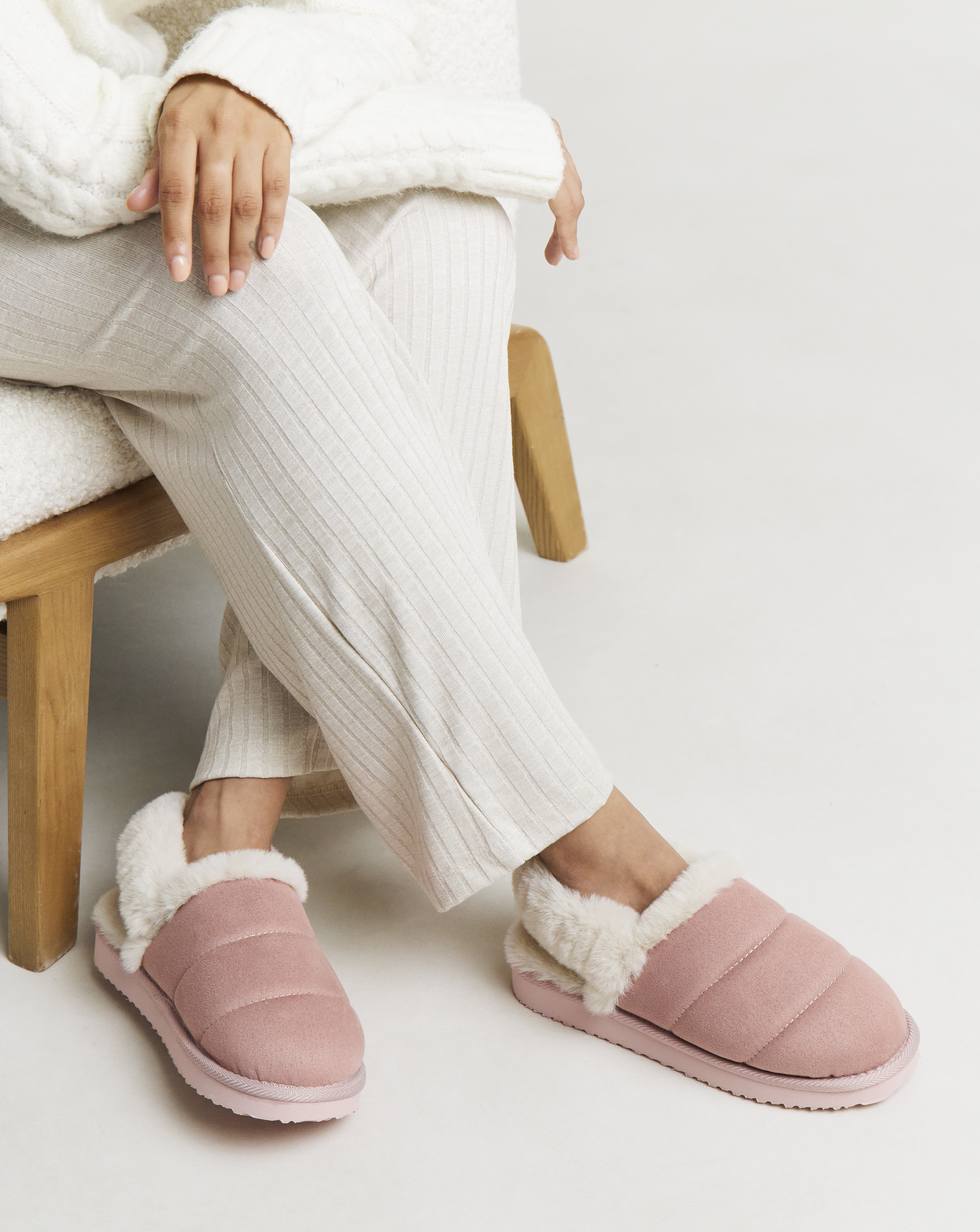 Slingback Fluffy Slipper Wide