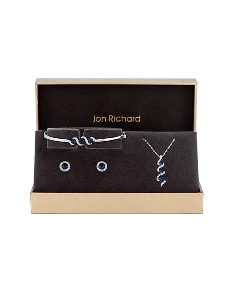 Jon Richard Sapphire Twist Drop Set - Gift For Her
