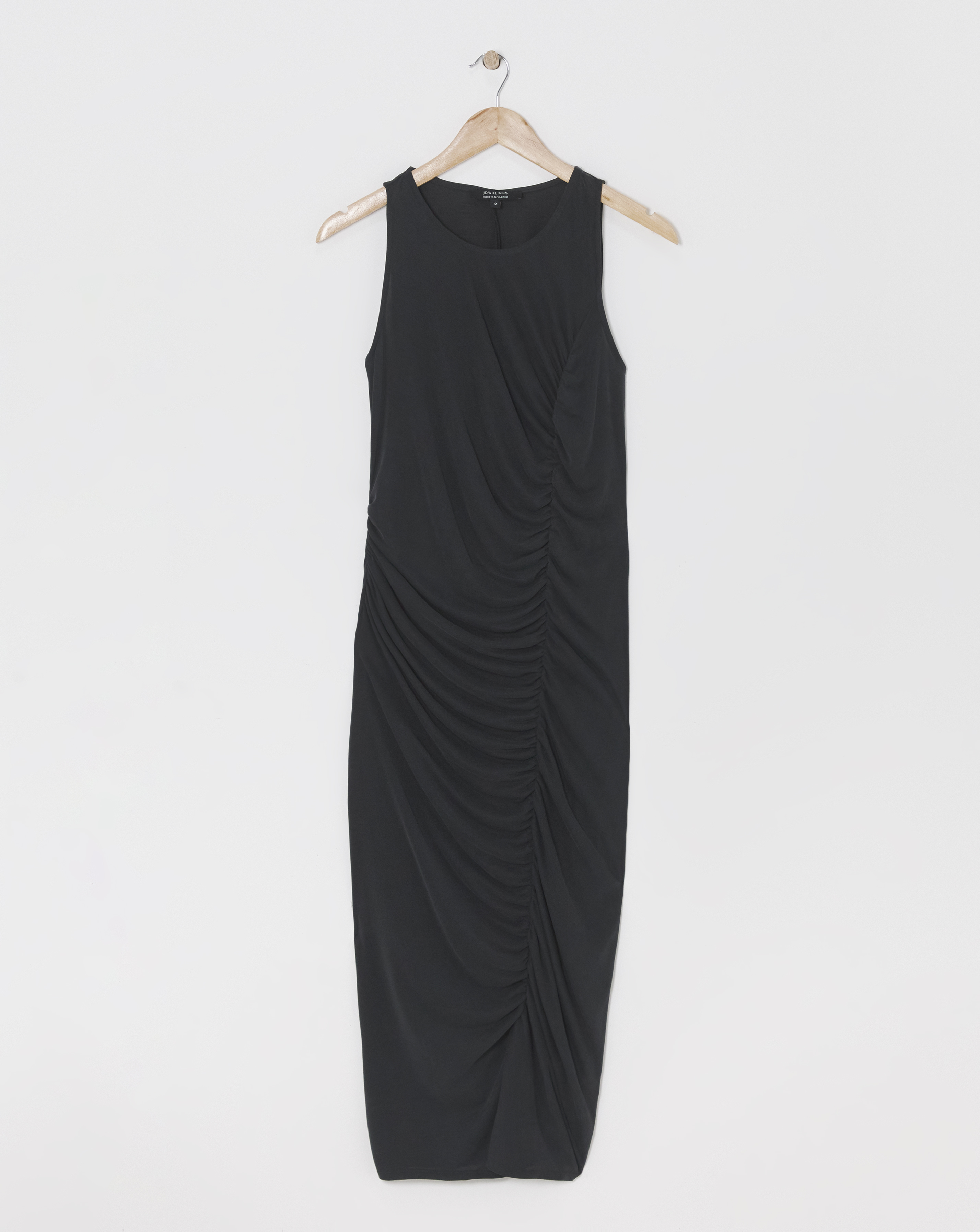 Sleeveless Jersey Ruched Midi Dress