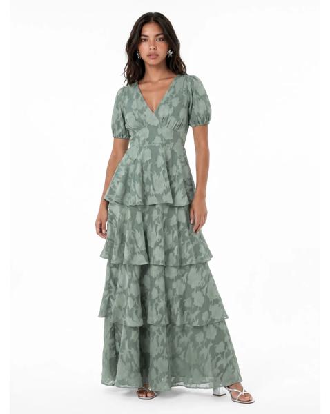 Anaya Floral Burnout Tiered Maxi Dress