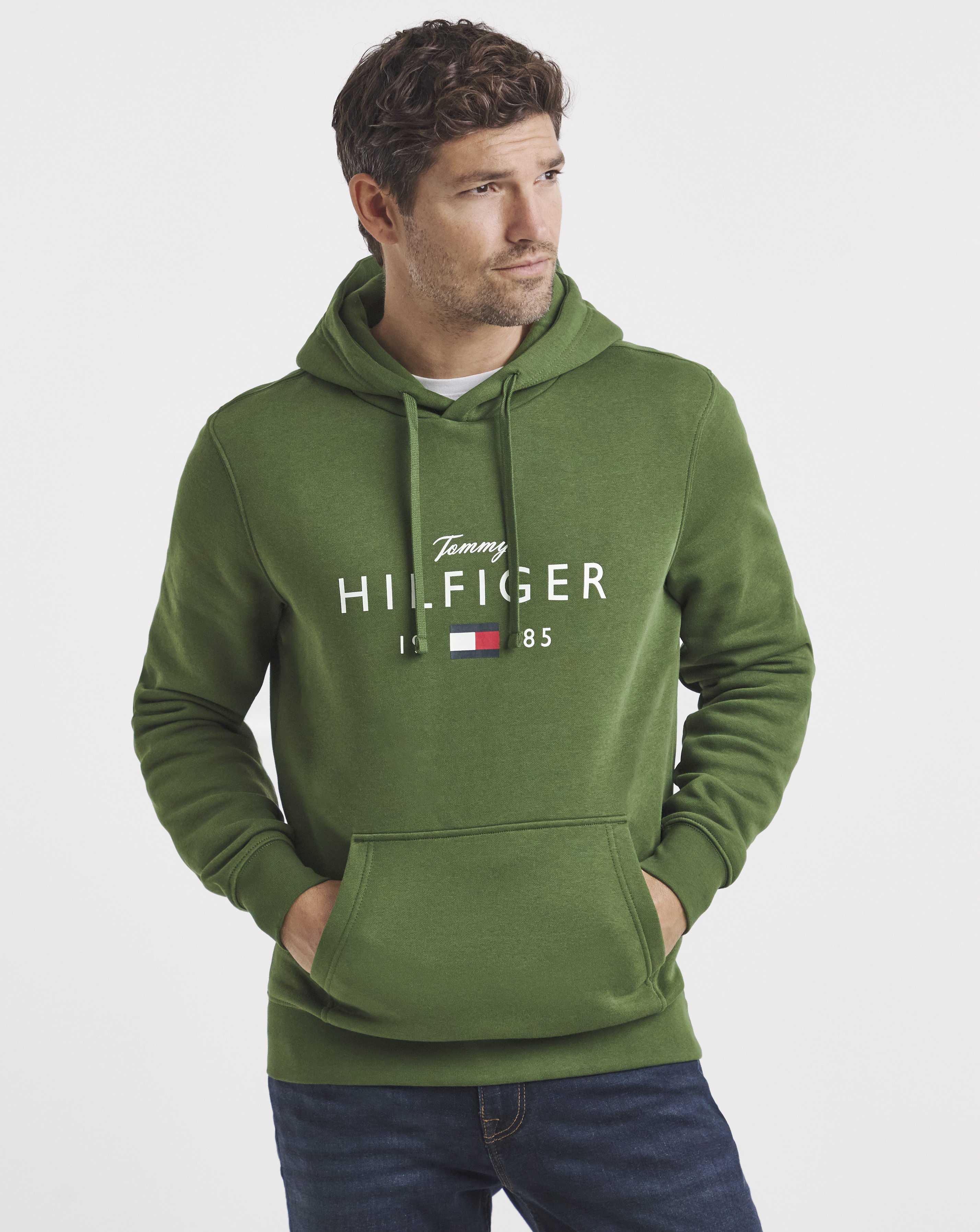 Tommy Hilfiger Logo Hoodie - Pine Green