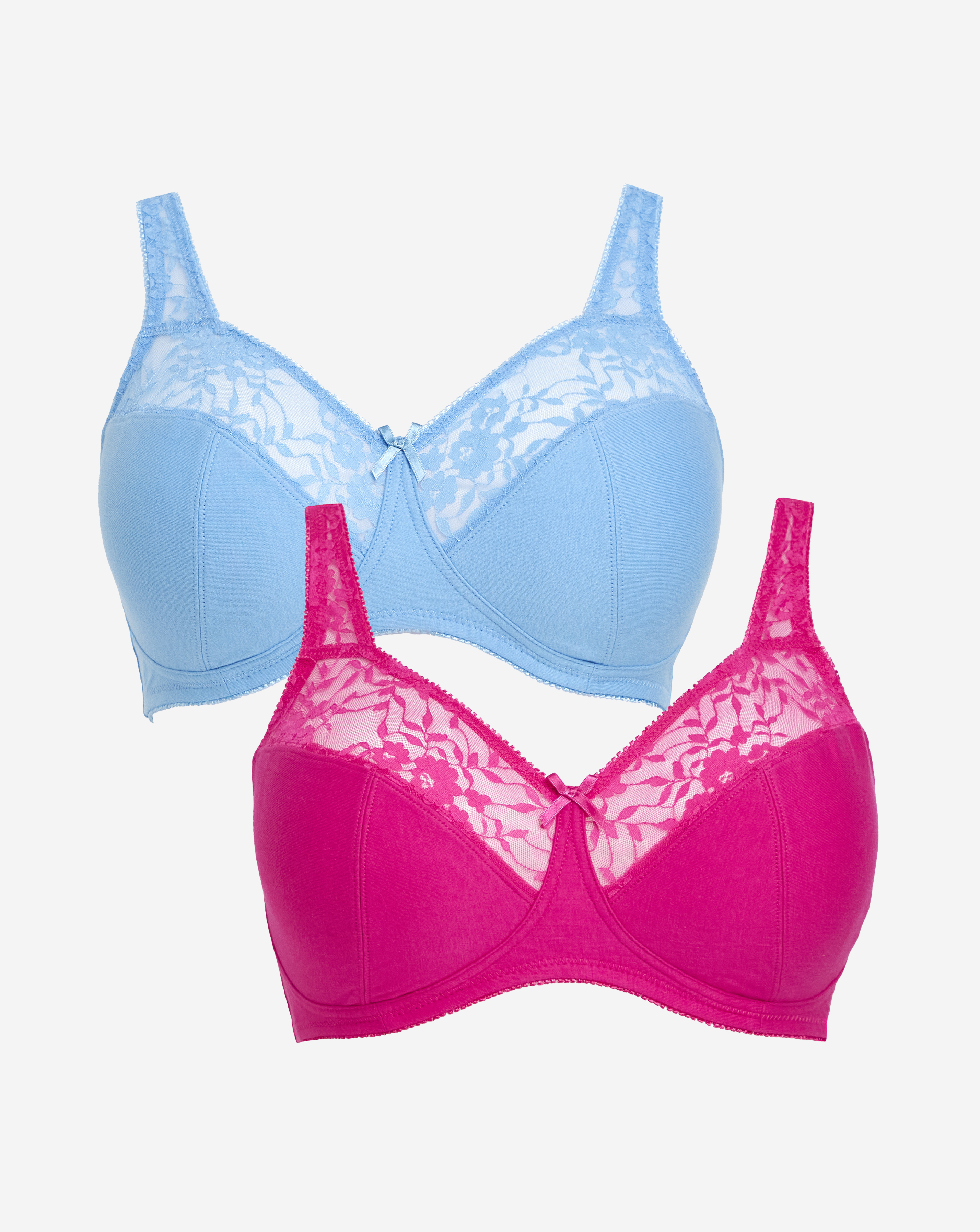 2 Pack Lace Non Wired Full Cup Bras