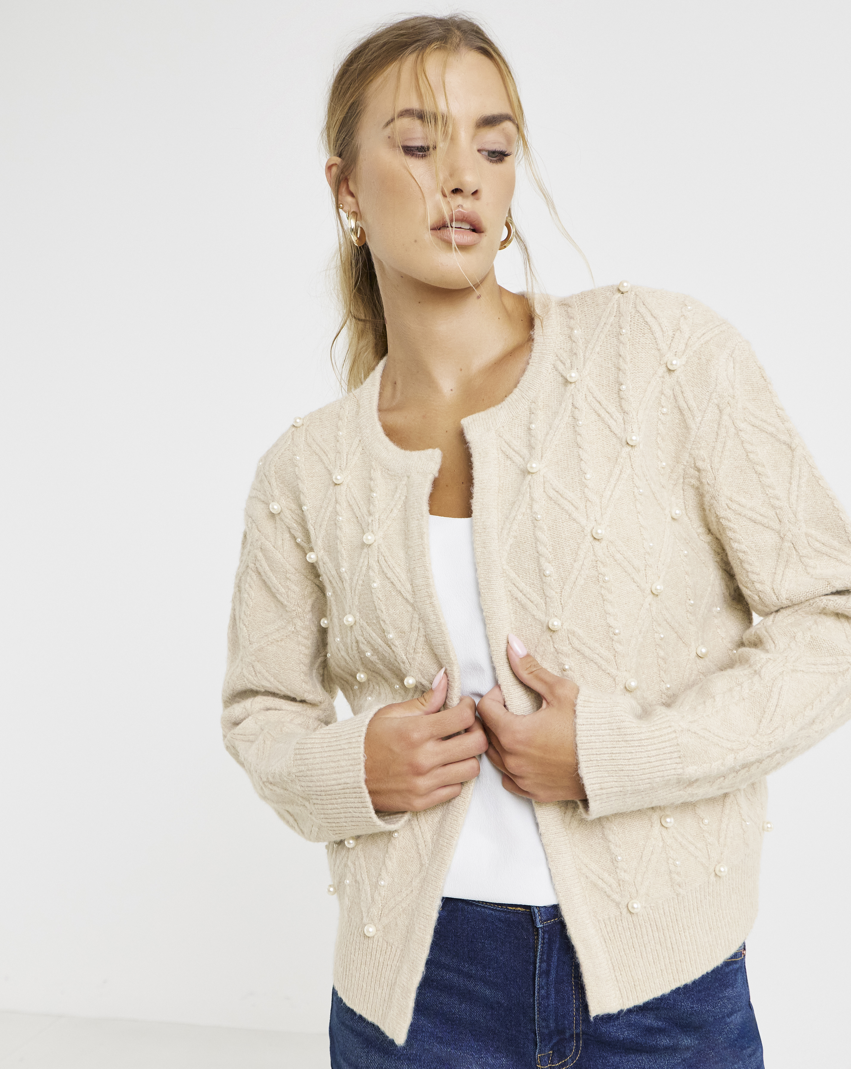 Joanna Hope Embellished Knit Cardigan