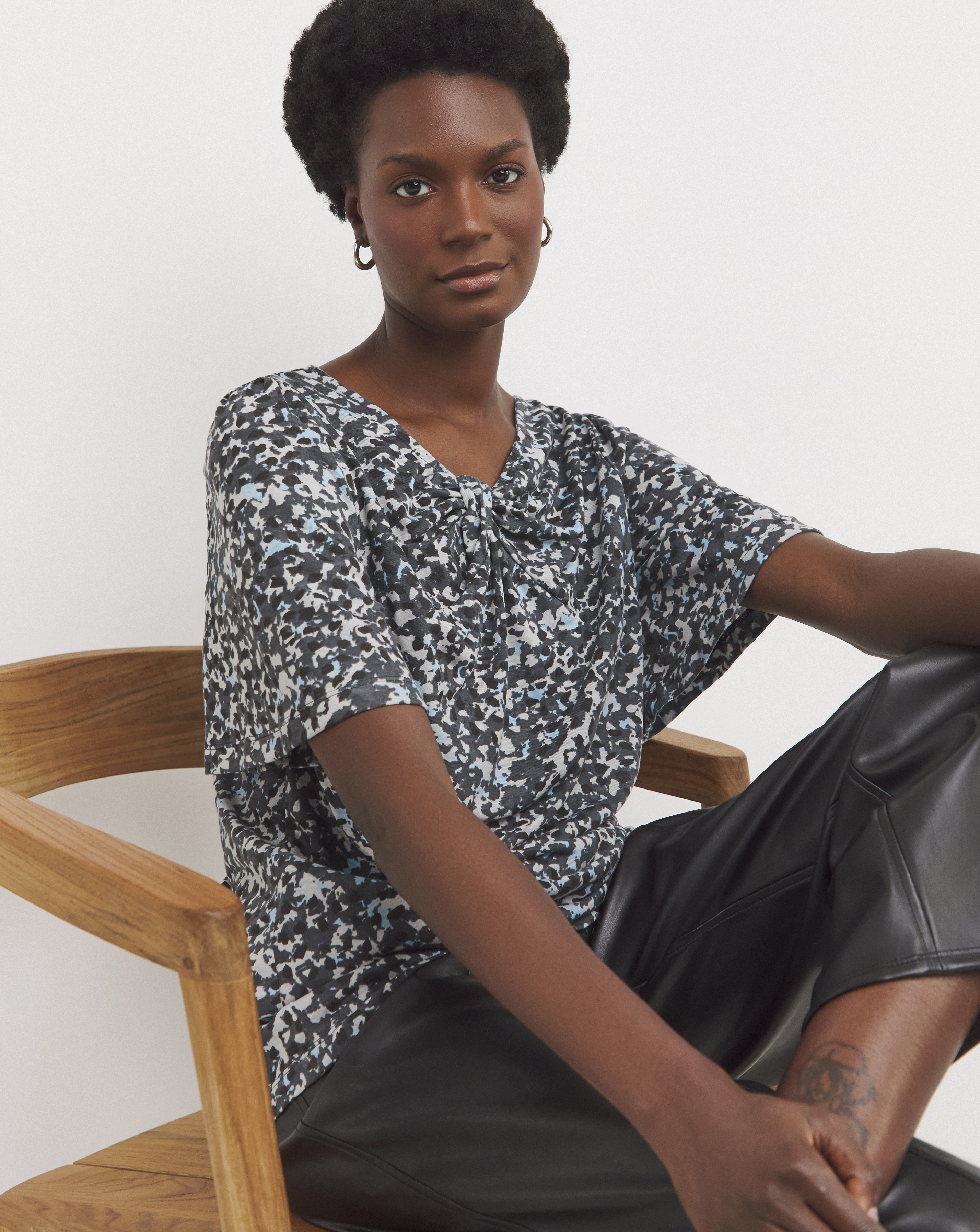 Twist Detail Angel Sleeve Top