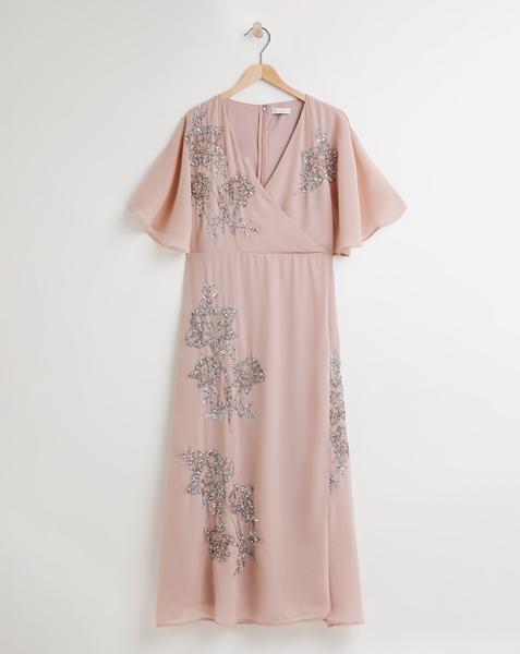 Maya Curve Wrap Sequin Maxi Dress