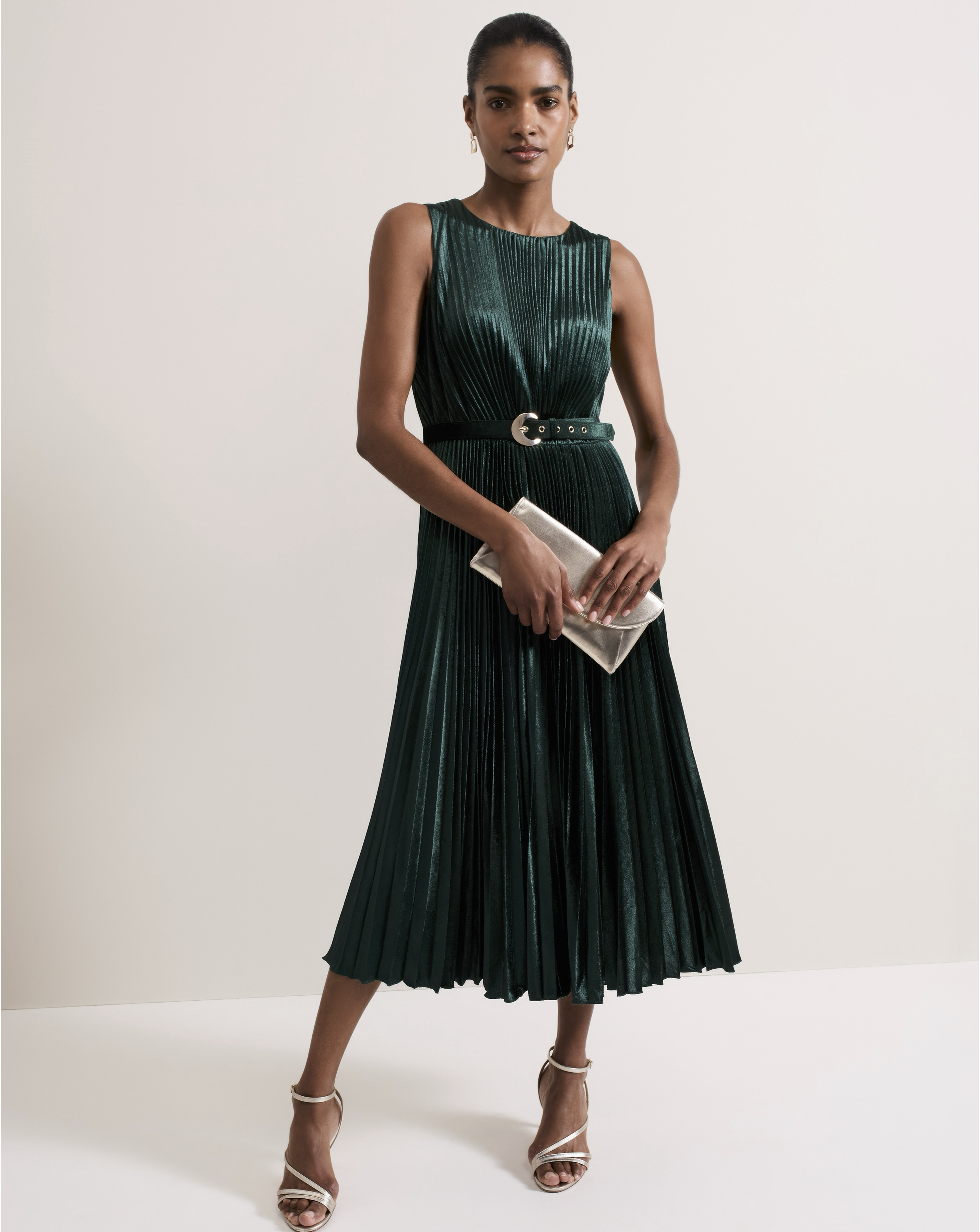 Phase Eight Velvet Pleat Midi Dress