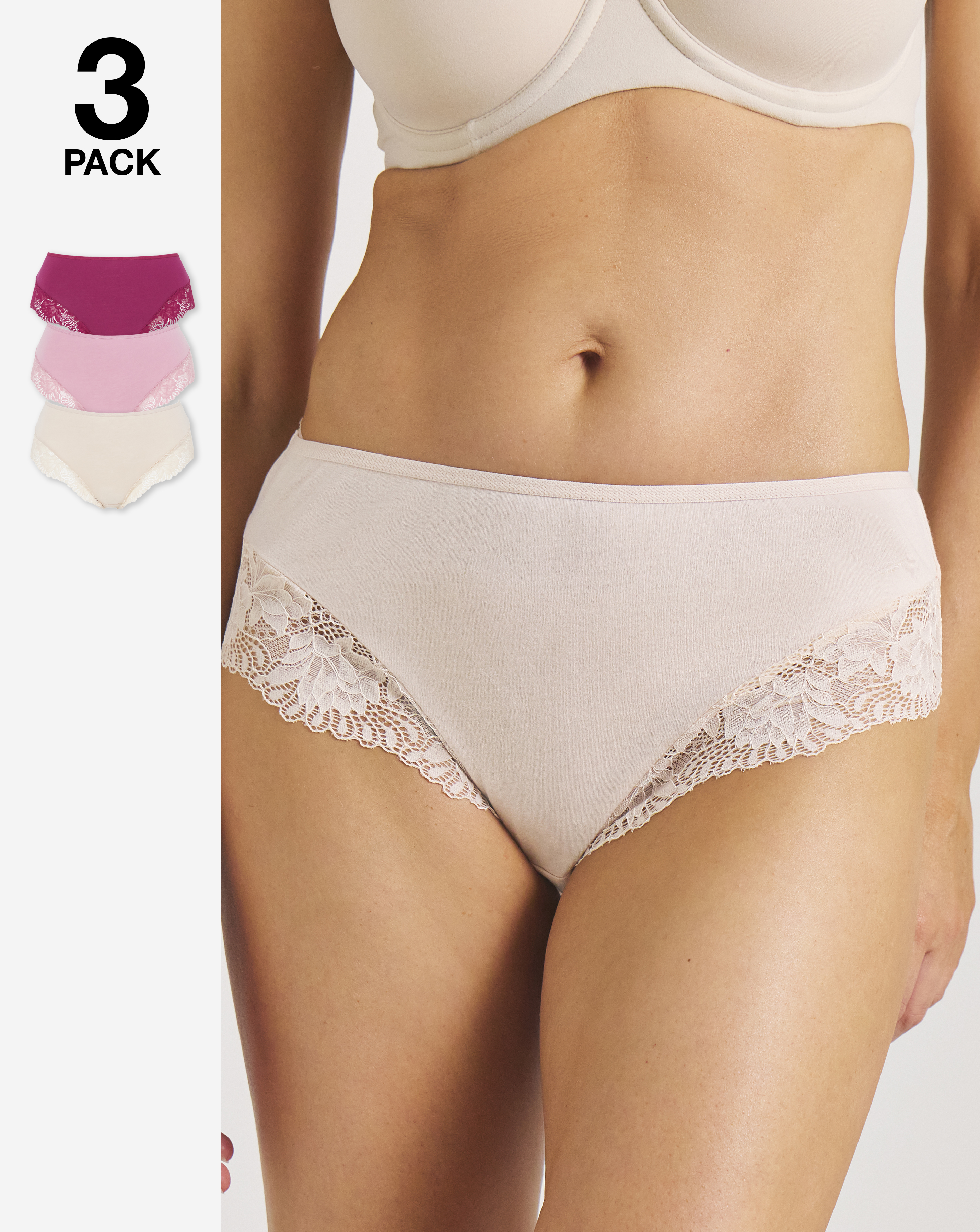 3 Pack Midi Brazilian Knickers