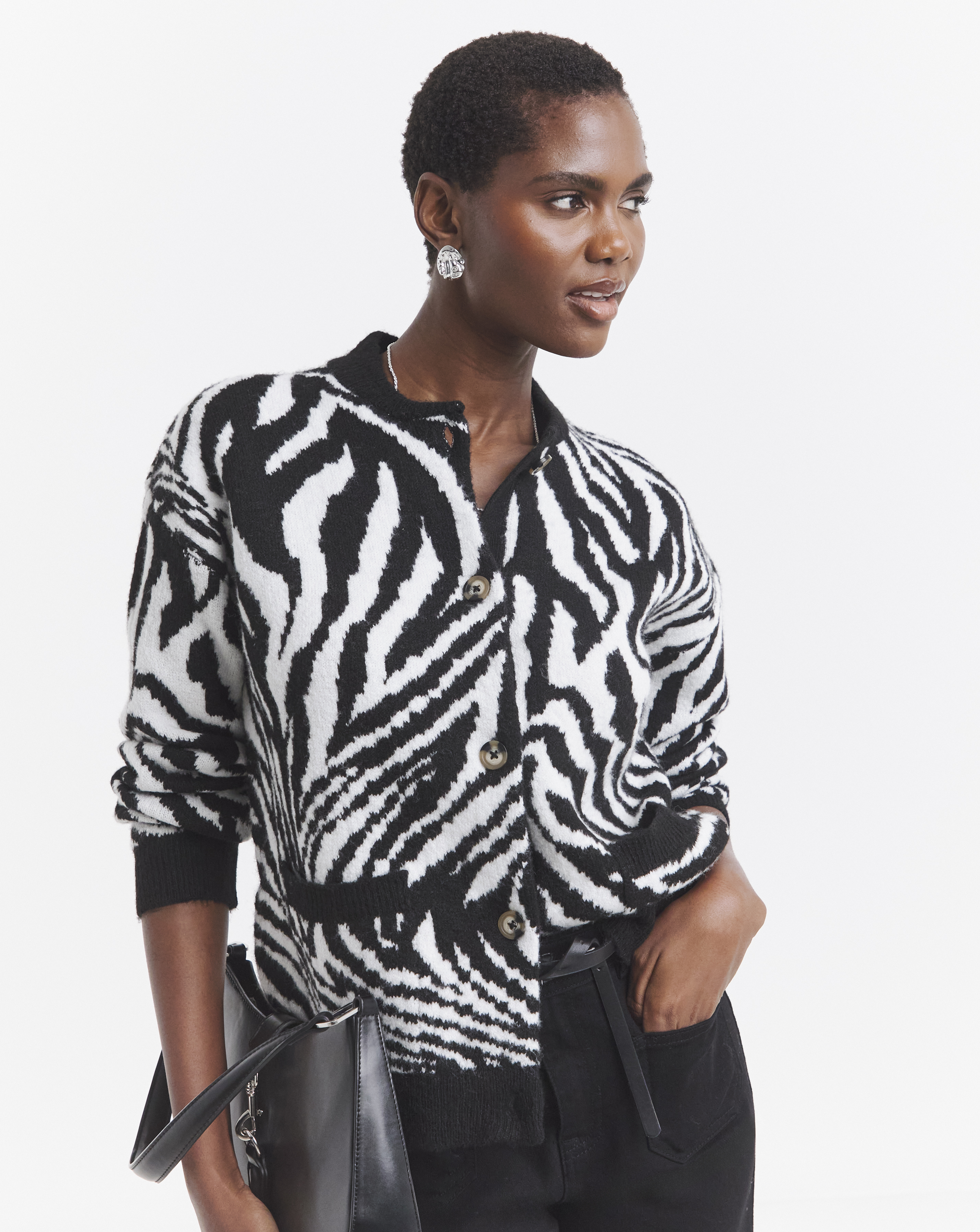 Zebra Knitted Bomber