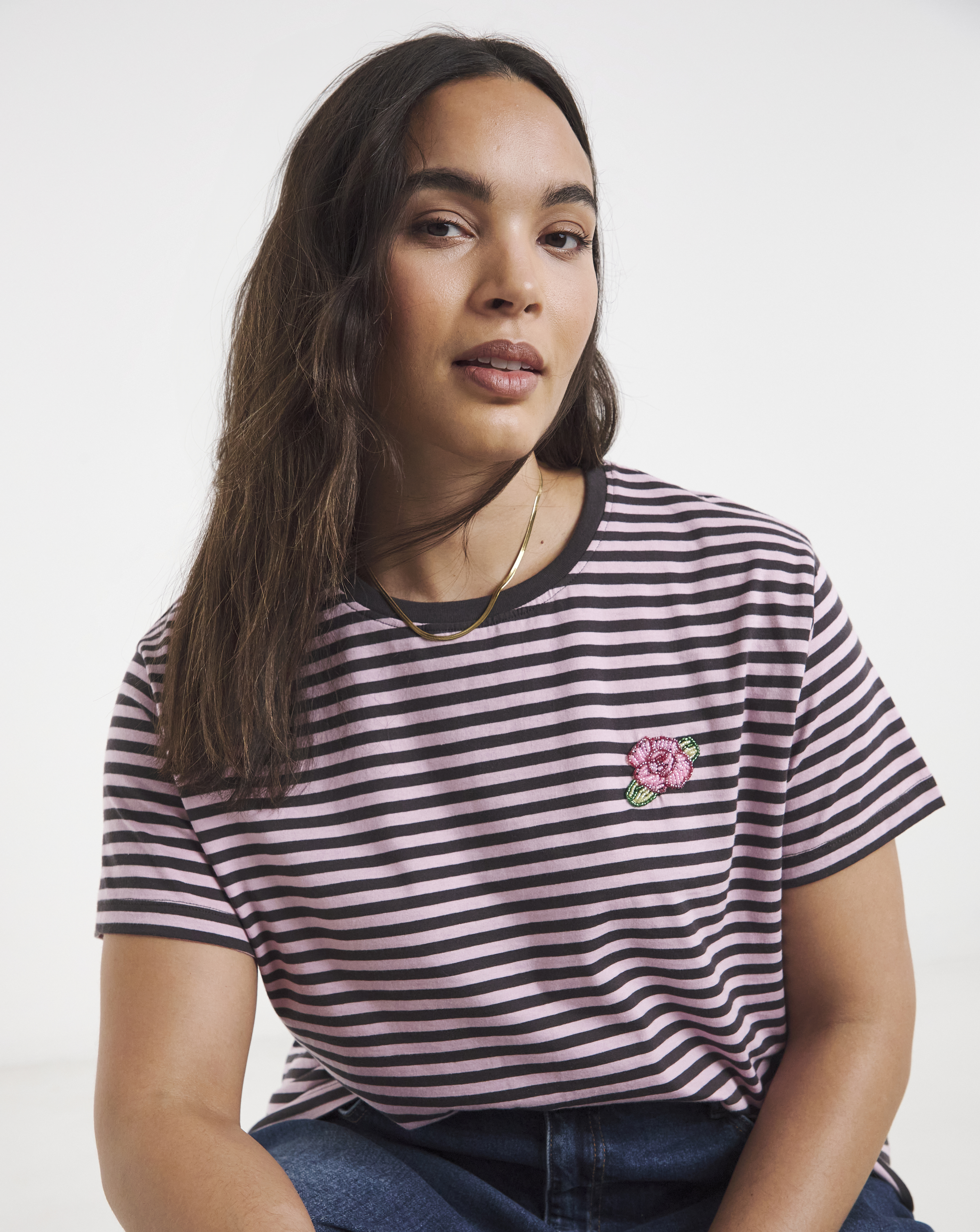Flower Beaded T-Shirt