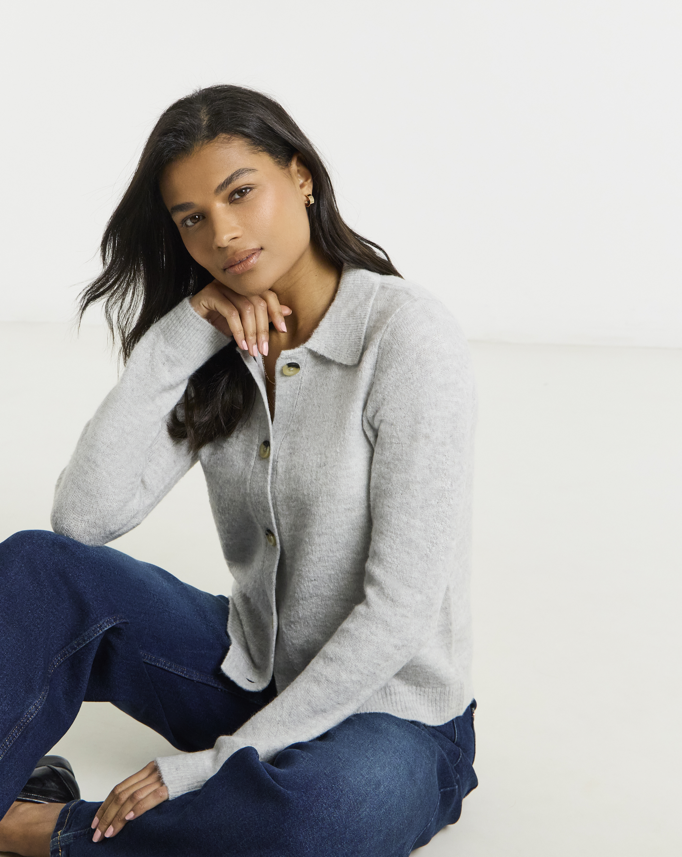 Simply Be Button Through Collar Cardigan
