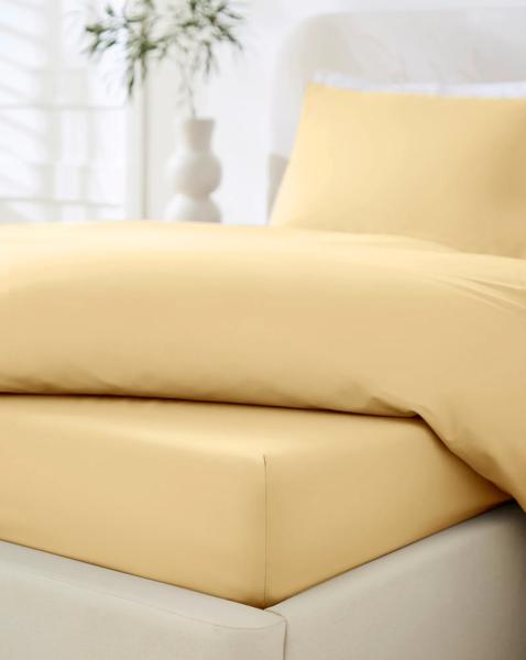 Non Iron Plain Dye 30cm Fitted Sheet - Lemon