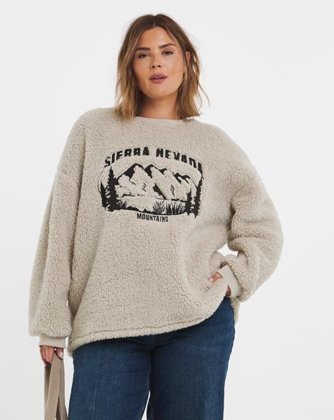 Borg Embroidered Slogan Sweatshirt