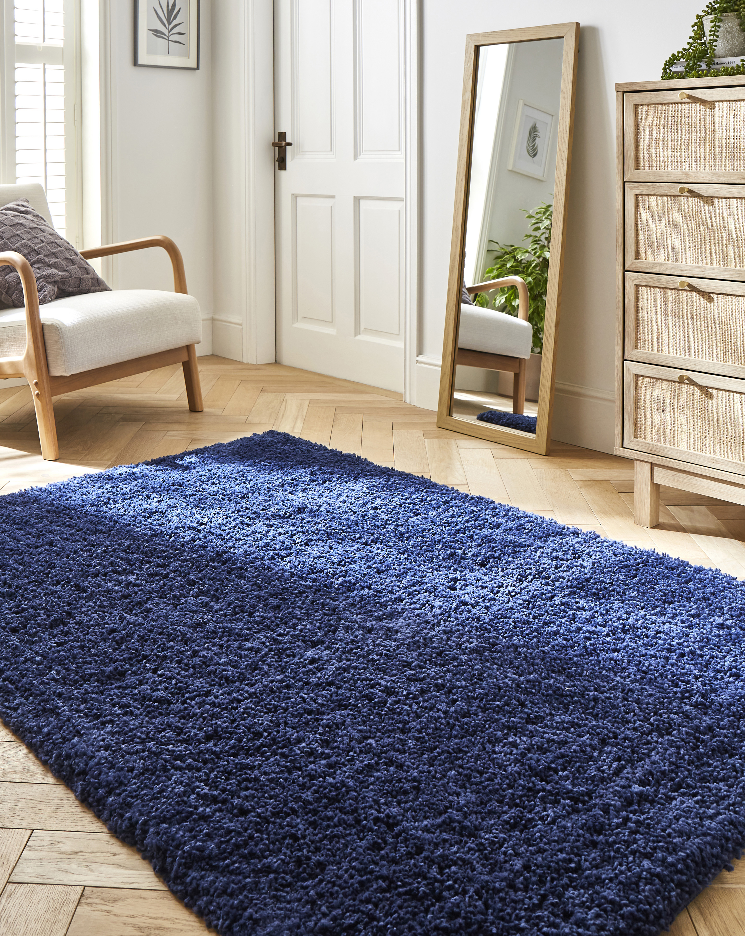 Navy Jazz Shaggy Rug - Homemaker - 60x110cm - 100% Polypropylene Pile