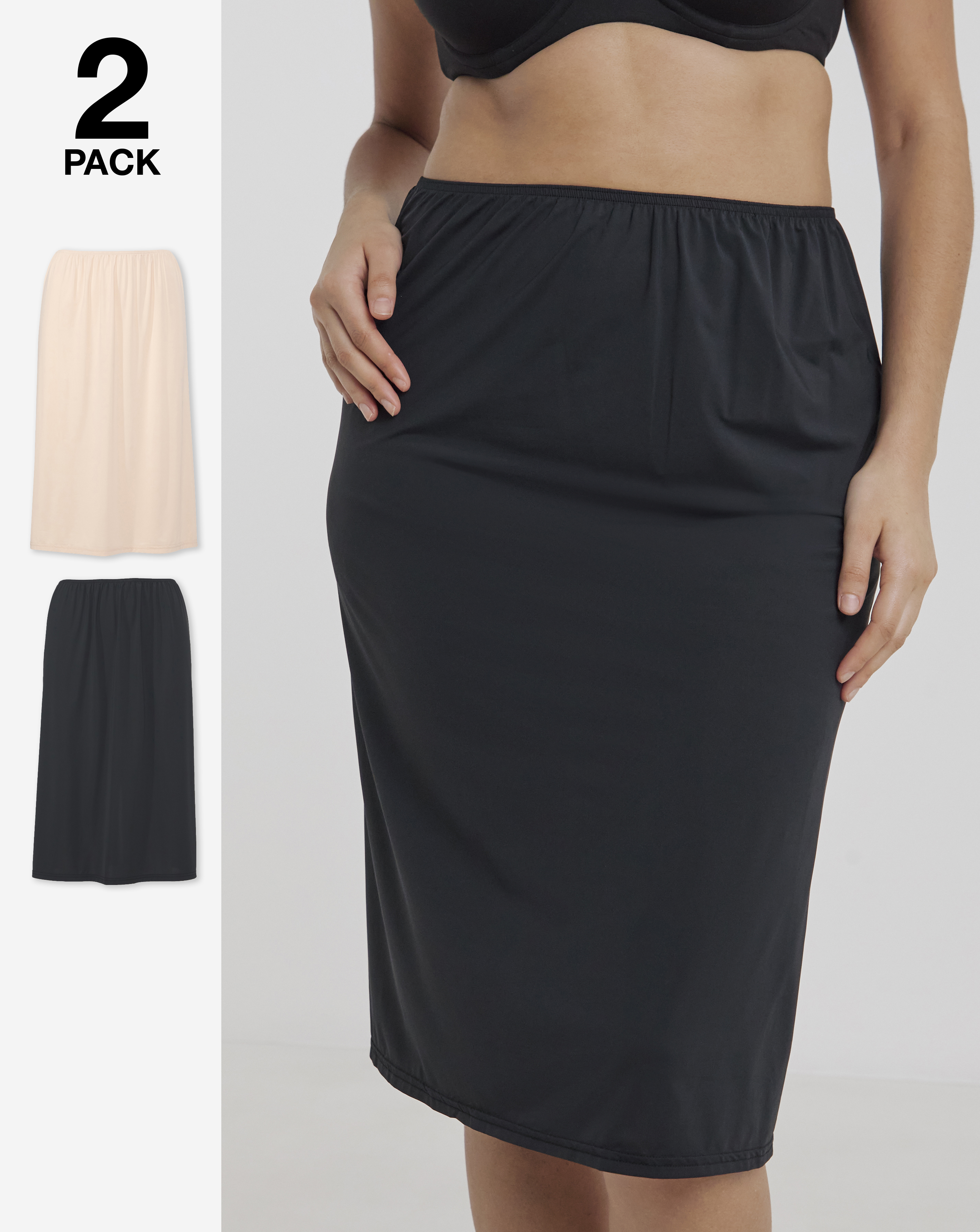 Simply Be 2 Pack 27in Half Slip In Black/almond | UK Size 41974 Women's