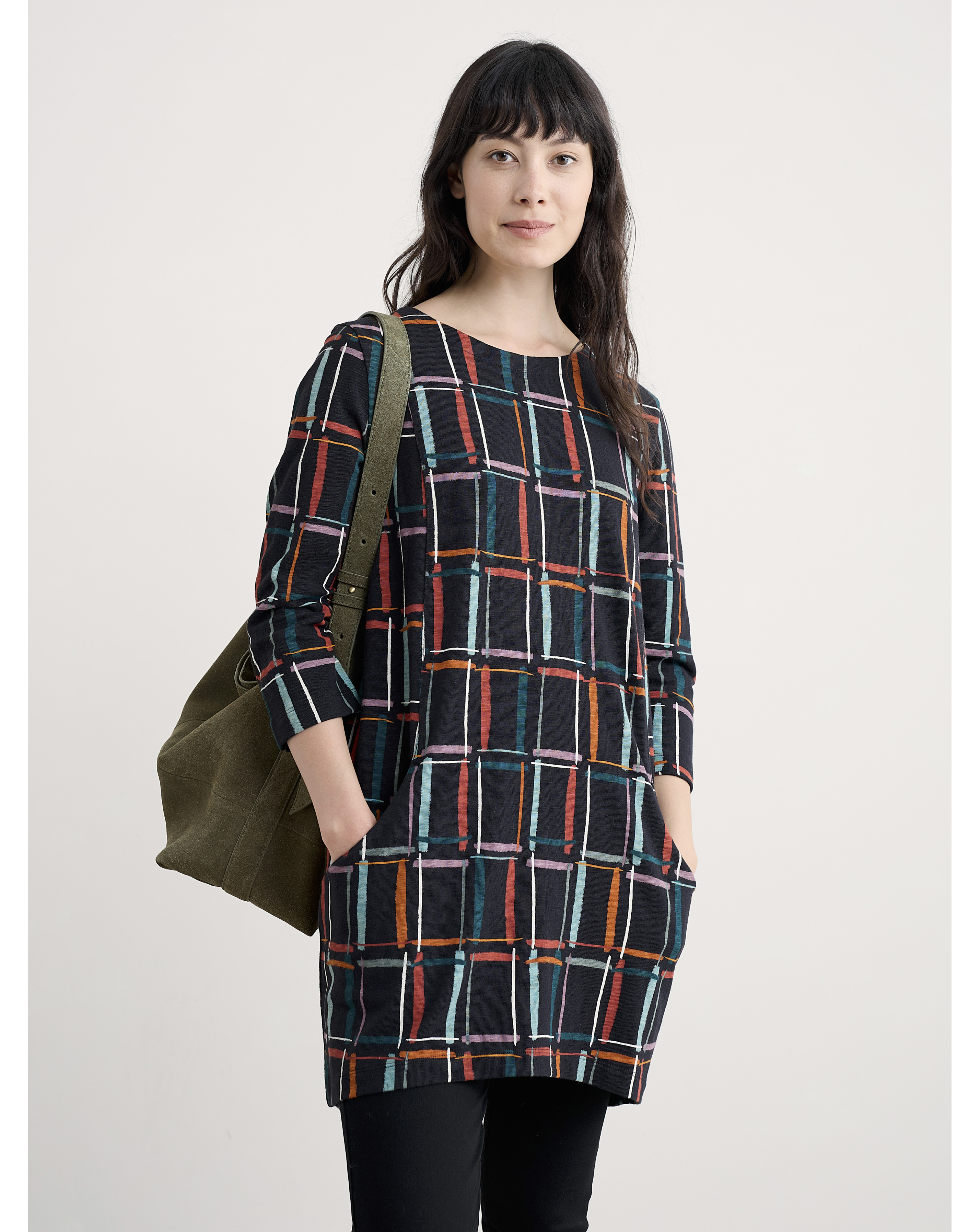 Seasalt Cornwall Shore Foreaging Tunic Navy Multi - Seasalt - Size14